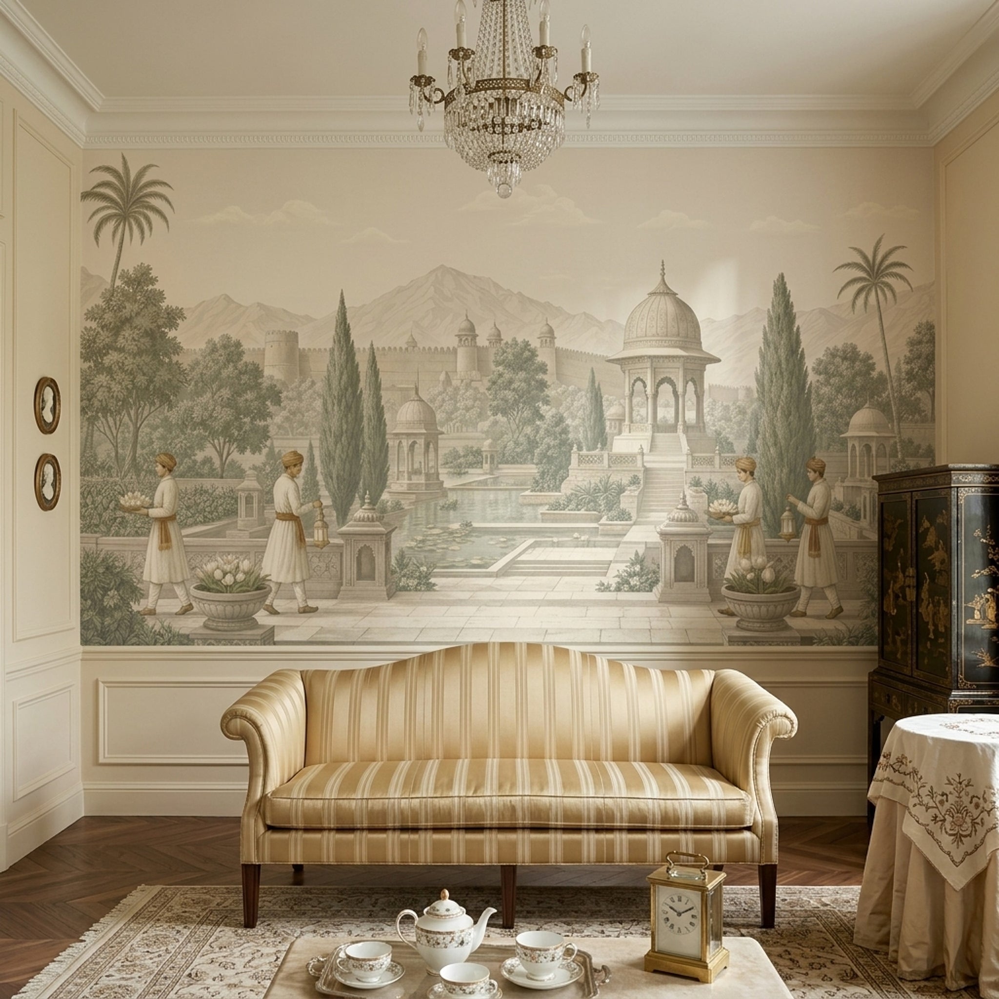 Mughal Garden Wallpaper Palace Pavilion Lotus Pond Removable Wall Decor