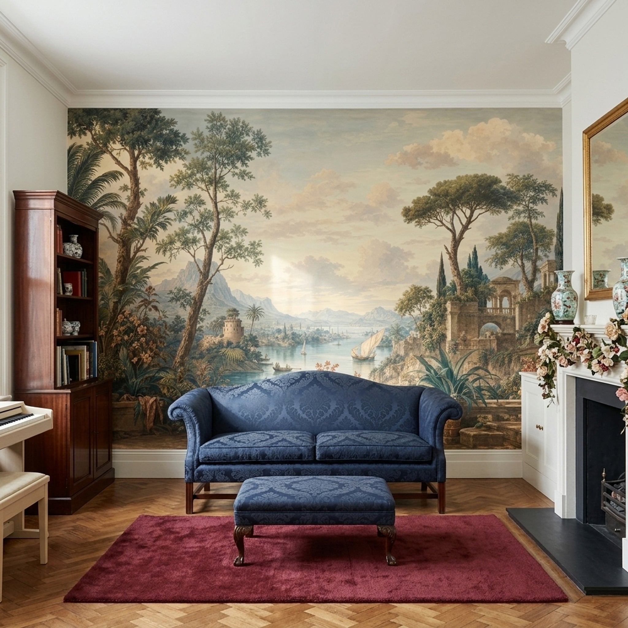 Classical Landscape Wallpaper Mediterranean Italianate Ruins Removable Wall Decor