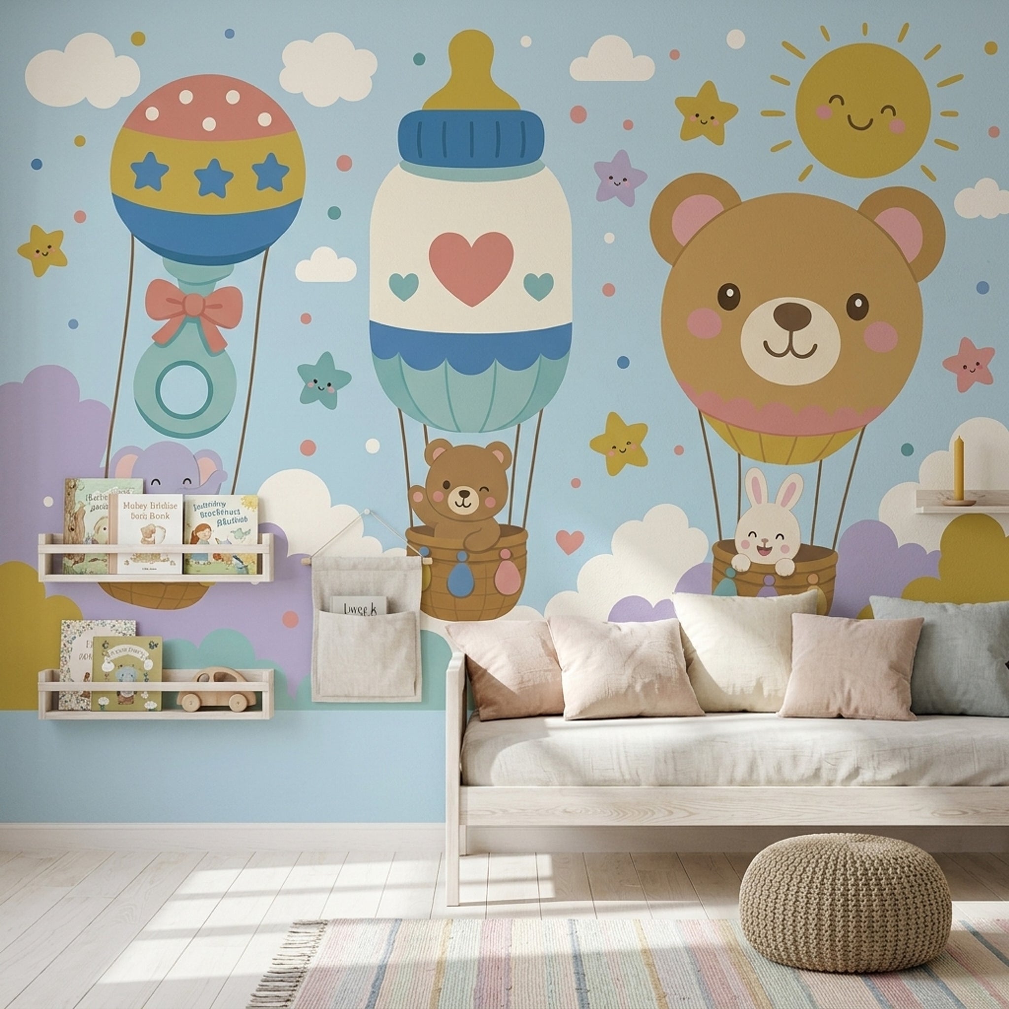 Hot Air Balloons Wallpaper Kids Nursery Removable Wall Decor
