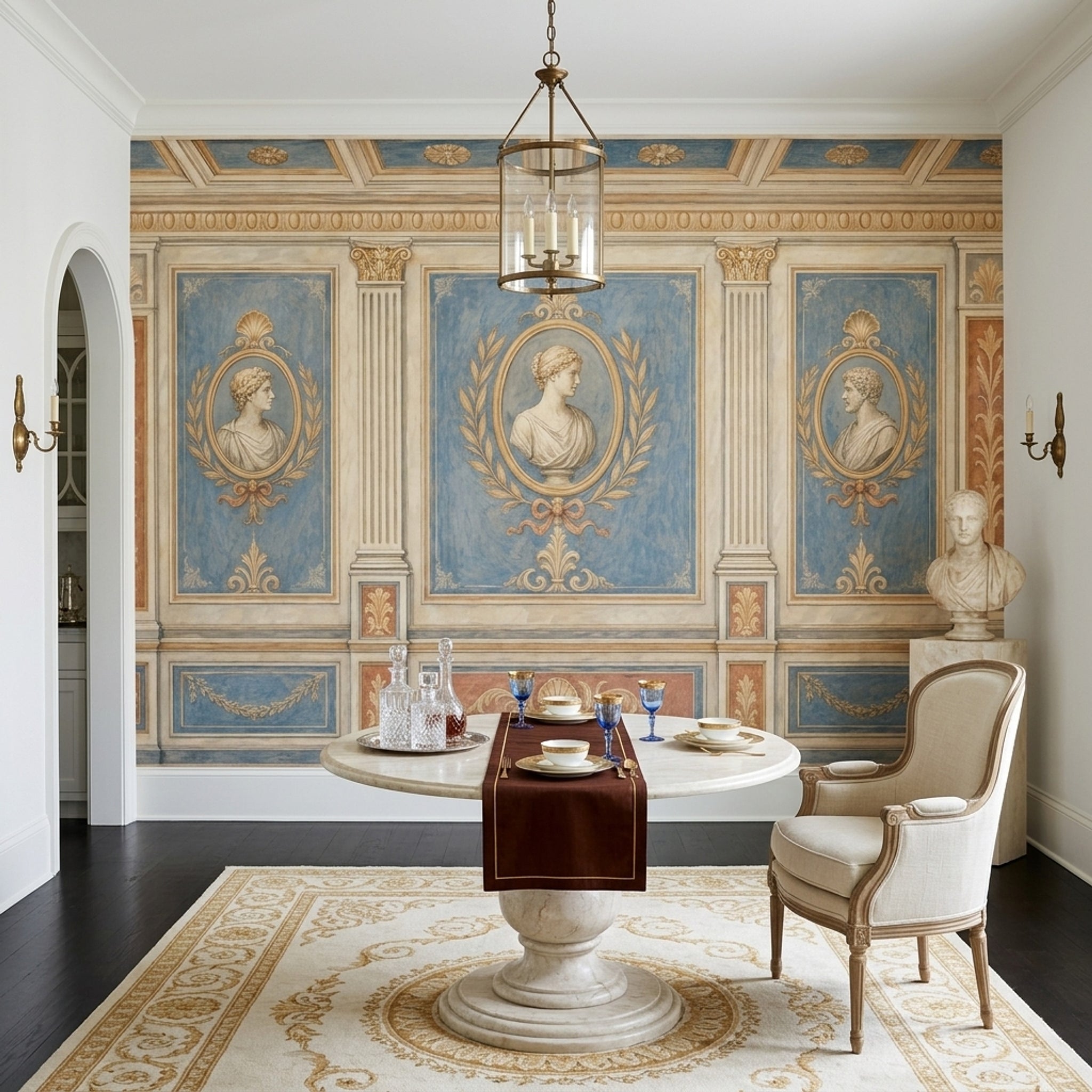 Neoclassical Wallpaper Greek Roman Removable Cameo Busts Wall Decor