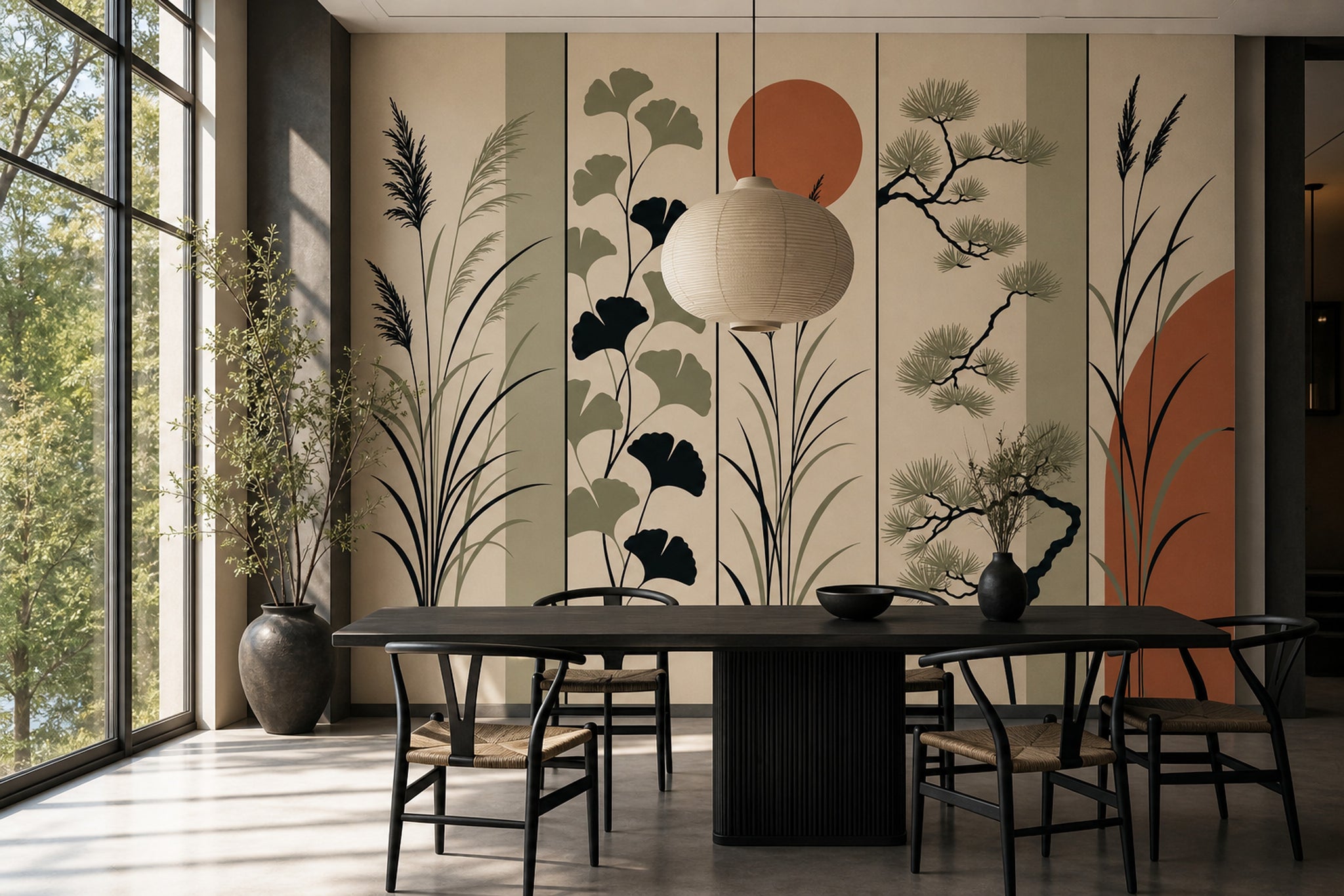 Botanical Wallpaper Minimalist Removable Sage Green Wall Decor