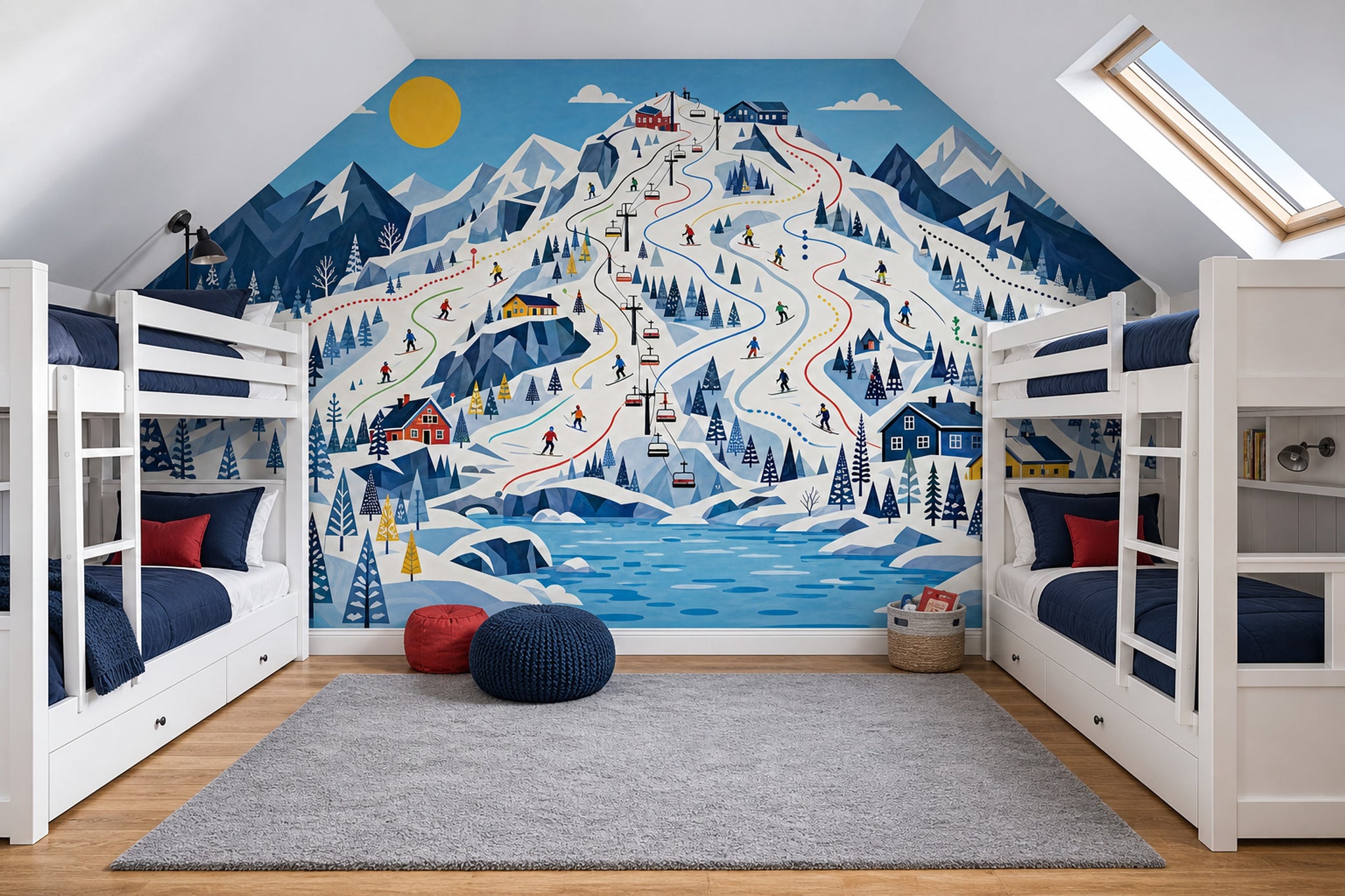 Winter Landscape Wallpaper Ski Resort Snowy Mountains Removable Wall Decor