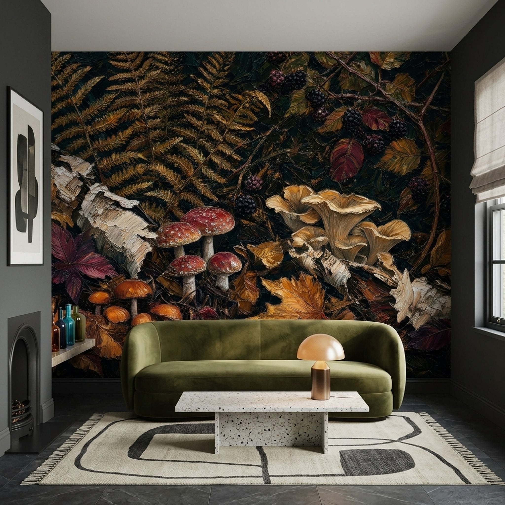 Dark Woodland Wallpaper Forest Floor Autumn Leaves Removable Wall Decor
