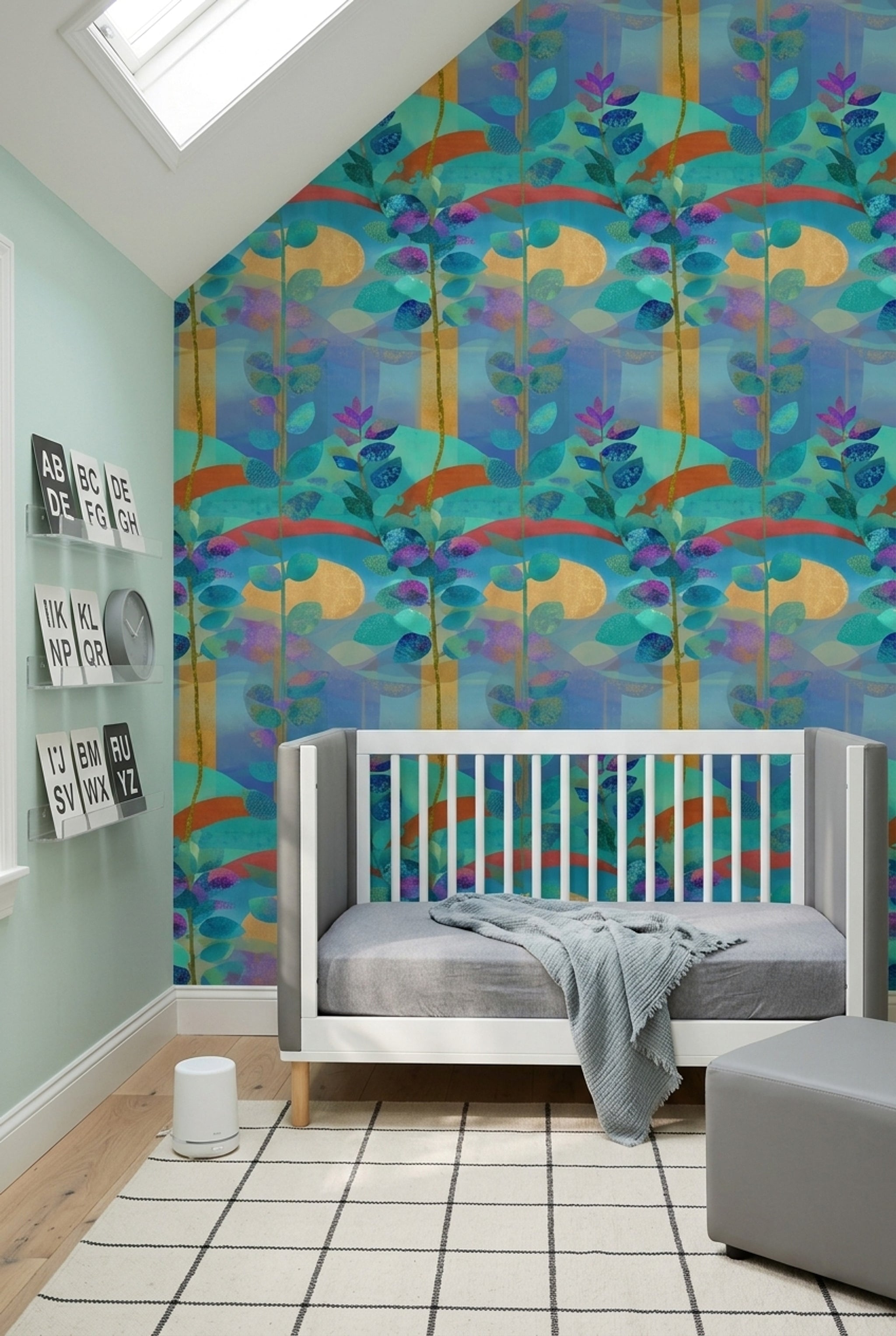Abstract Floral Wallpaper Botanical Leaves Modern Contemporary Decorative Mural