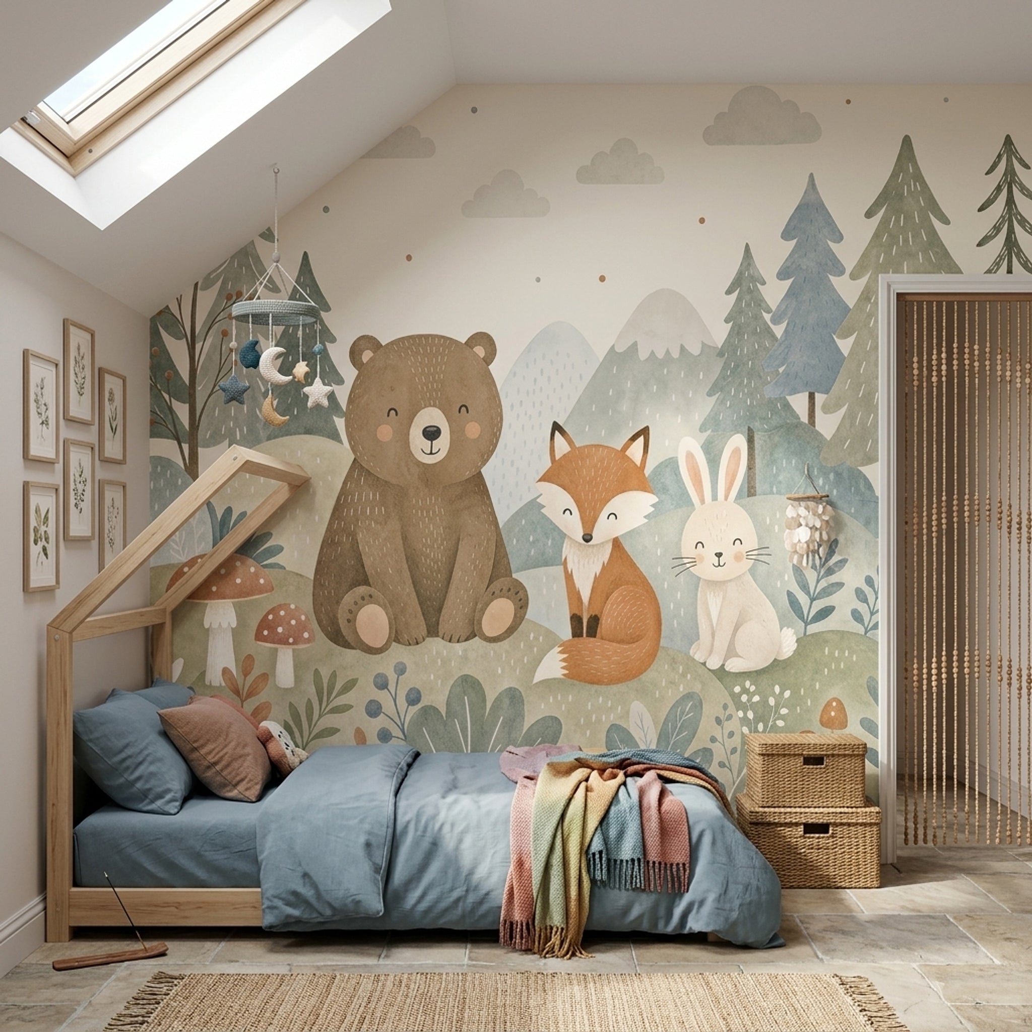 Muted Green Wallpaper Woodland Removable Nursery Wall Decor