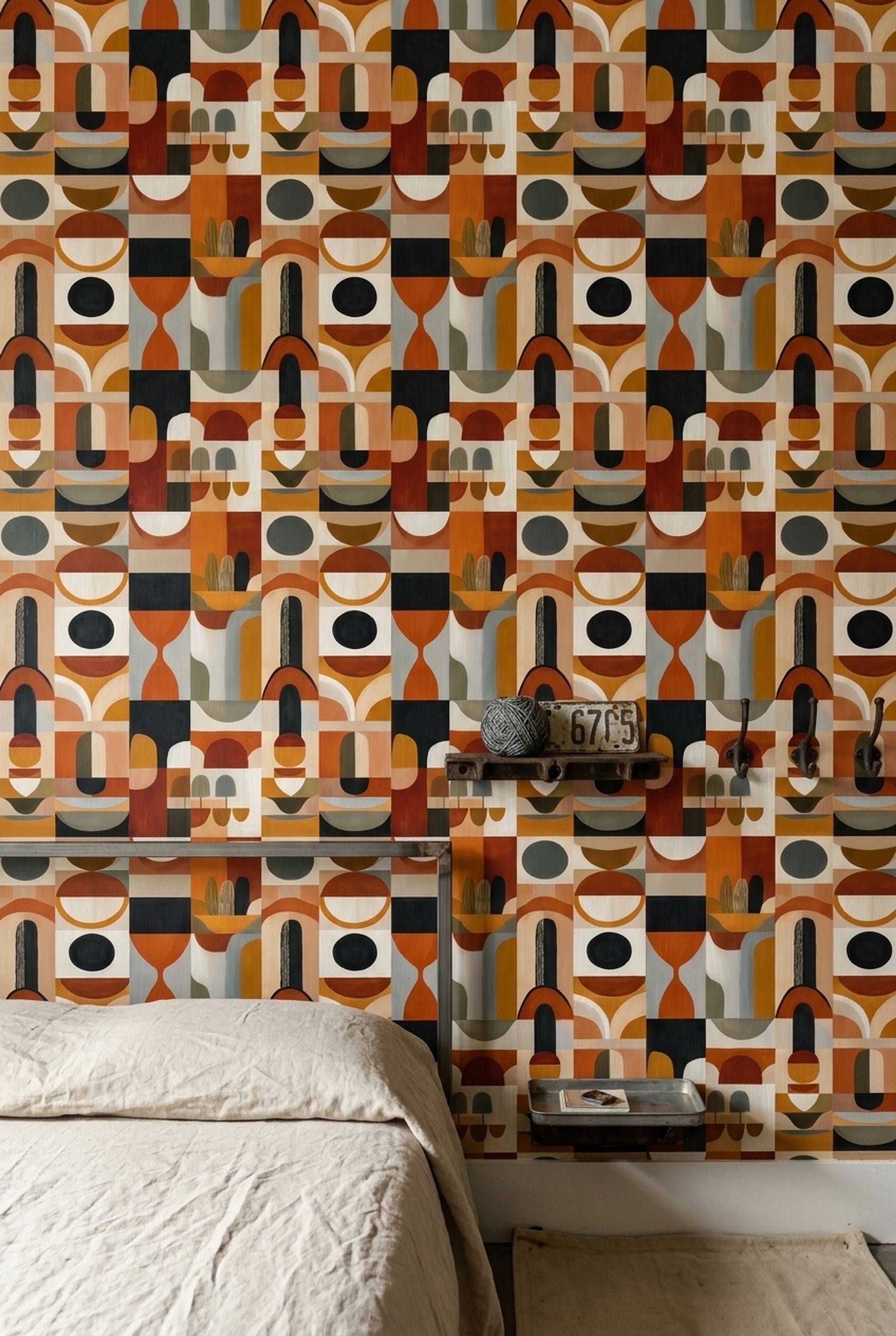Mid Century Modern Wallpaper Retro Removable Geometric Wall Double Roll