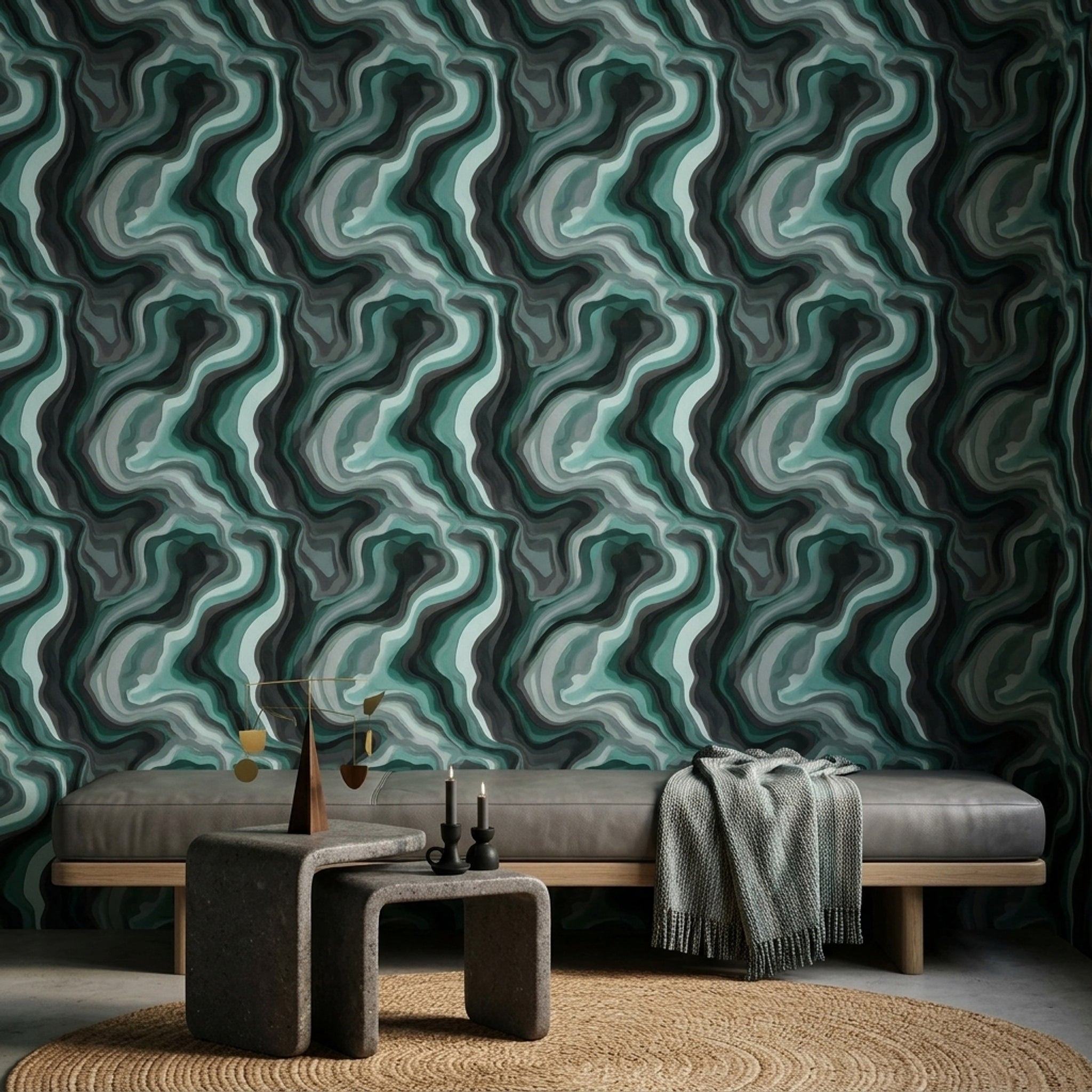Agate Wallpaper Marble Topographic Lines Decorative Mural