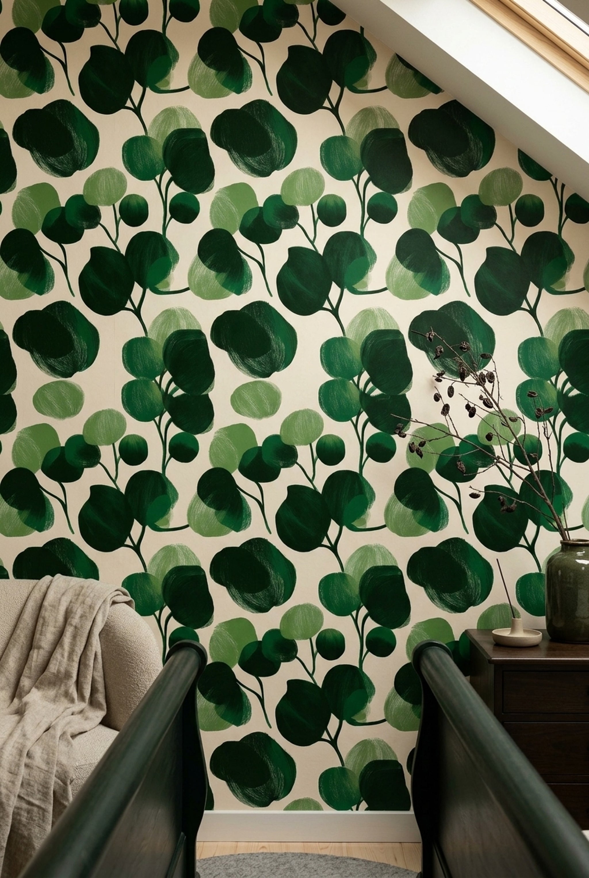 Botanical Wallpaper Green Leaves Eucalyptus Decorative Mural