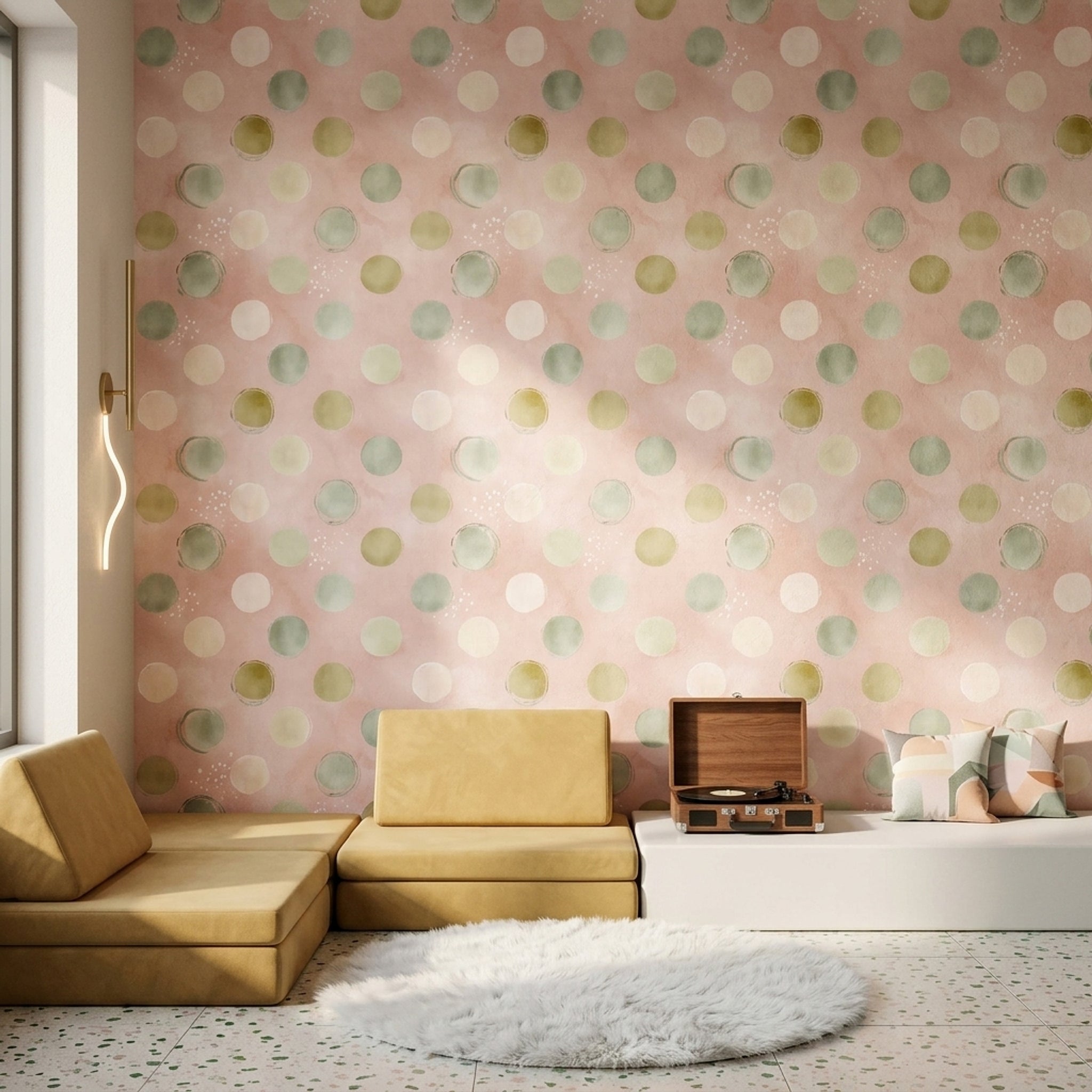 Watercolor Texture Wallpaper Pastel Wash Removable Abstract Dots Wall Double Roll