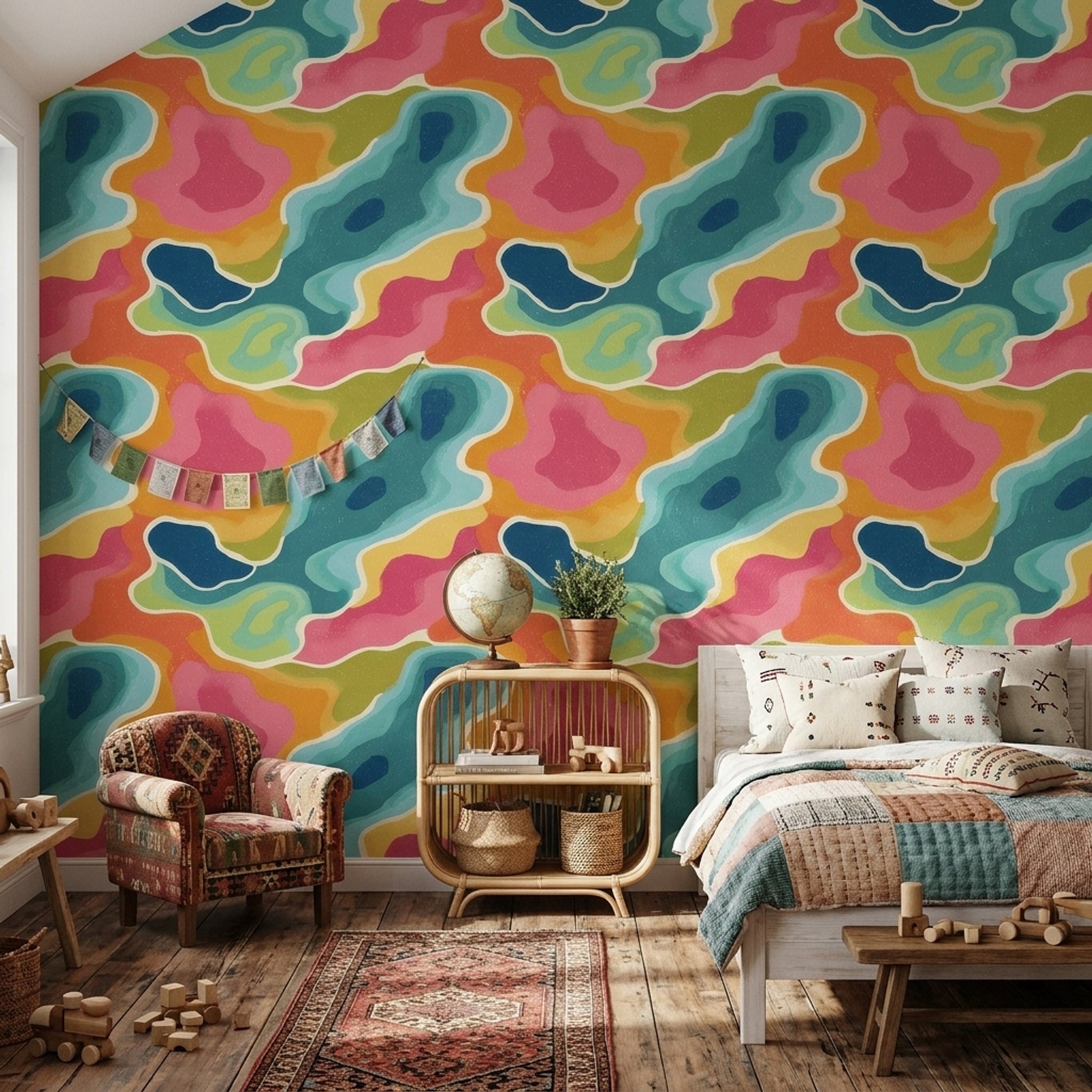 Mid Century Modern Wallpaper Retro Modern Removable Wall Decor