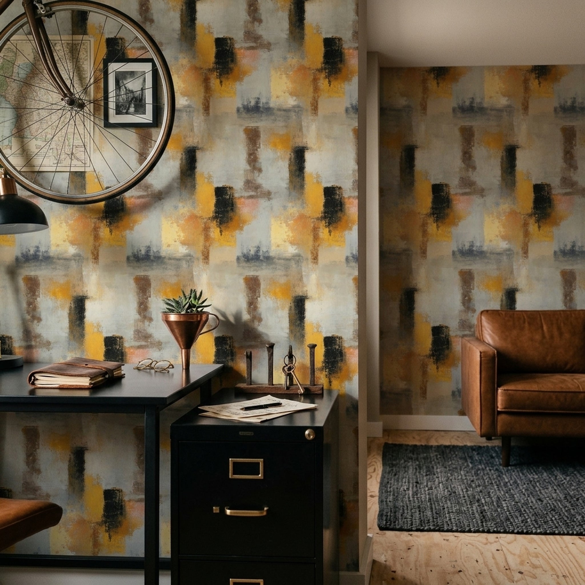 Textured Wallpaper Mustard Yellow Modern Contemporary Decorative Mural