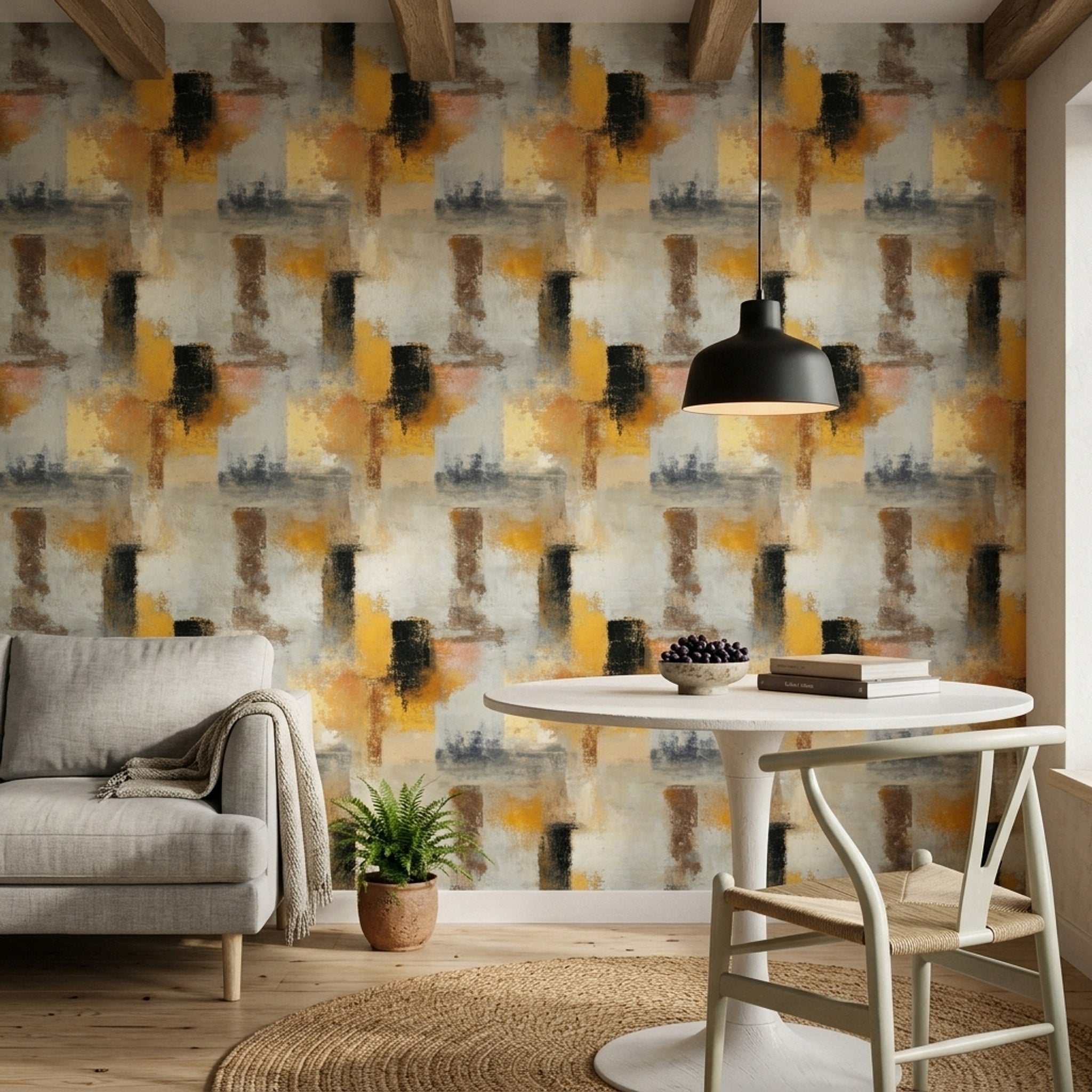 Textured Wallpaper Mustard Yellow Modern Contemporary Decorative Mural