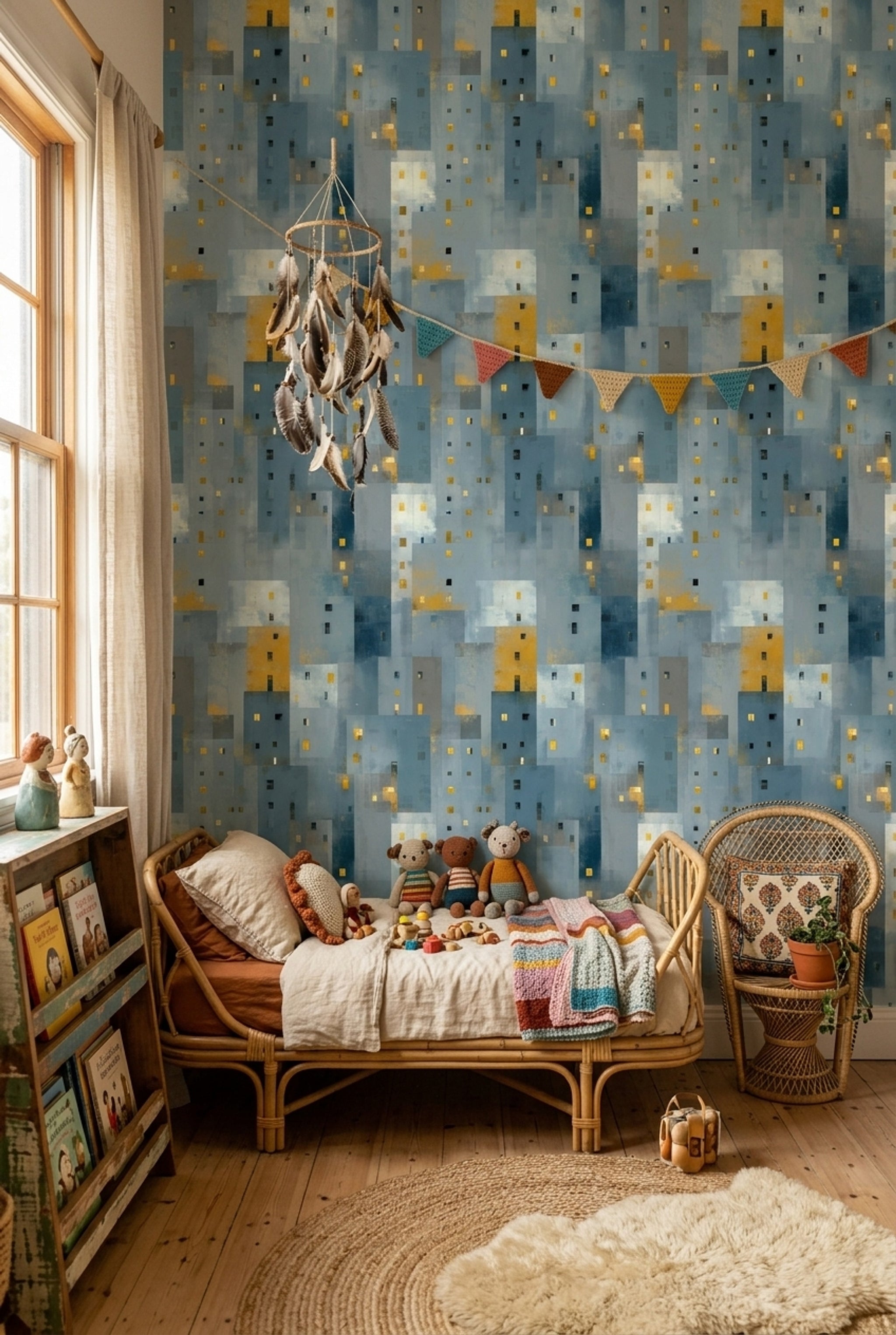 Abstract Geometric Wallpaper Modern Cityscape Contemporary Mural Removable Wall Decor