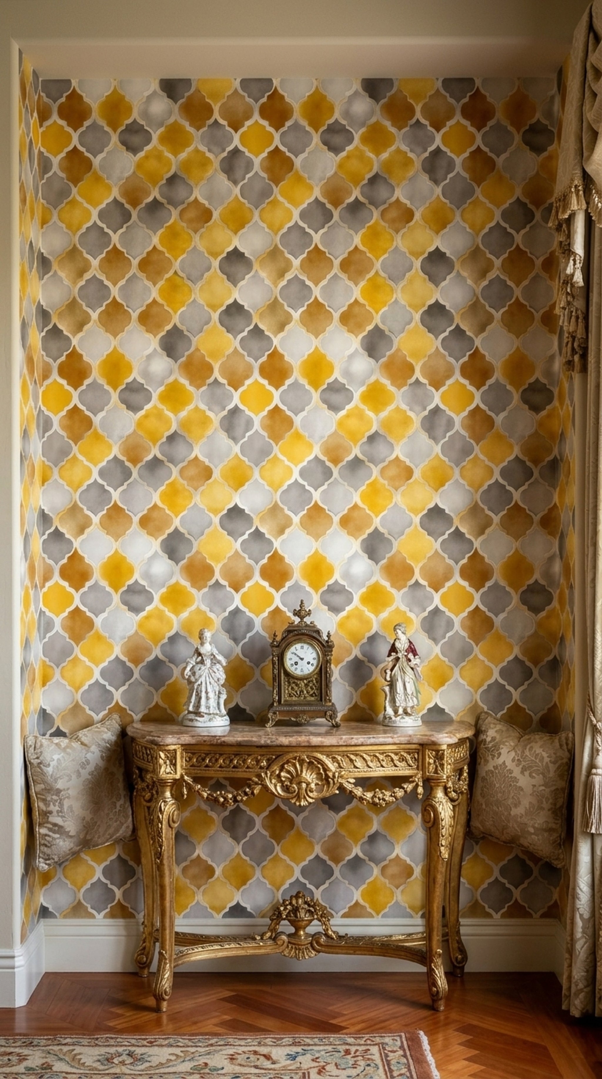 Watercolor Texture Wallpaper Painted Wash Trellis Decorative Mural