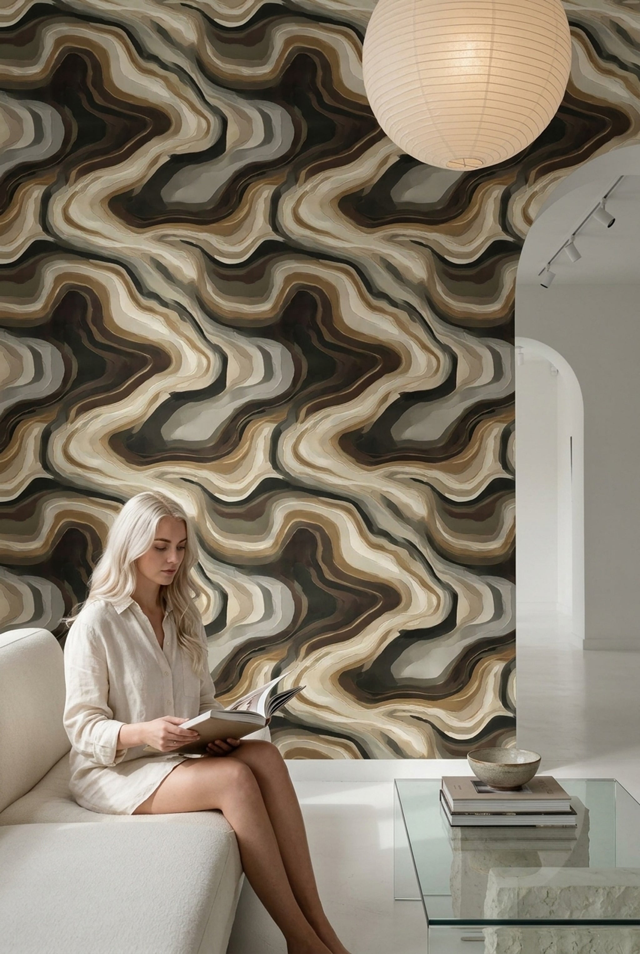 Agate Wallpaper Topographic Lines Removable Wavy Layers Wall Double Roll
