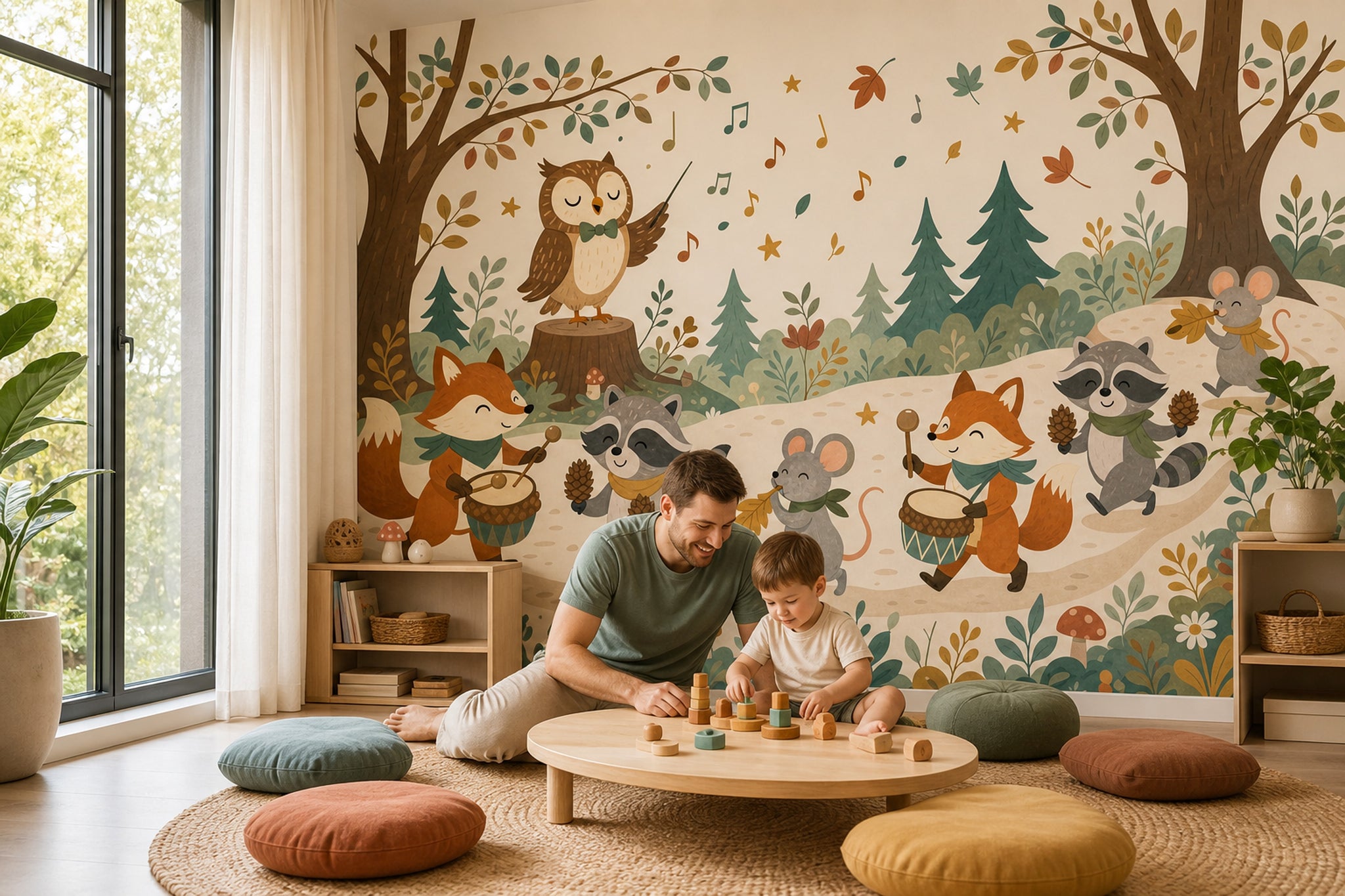 Woodland Wallpaper Forest Animals Removable Nursery Wall Decor