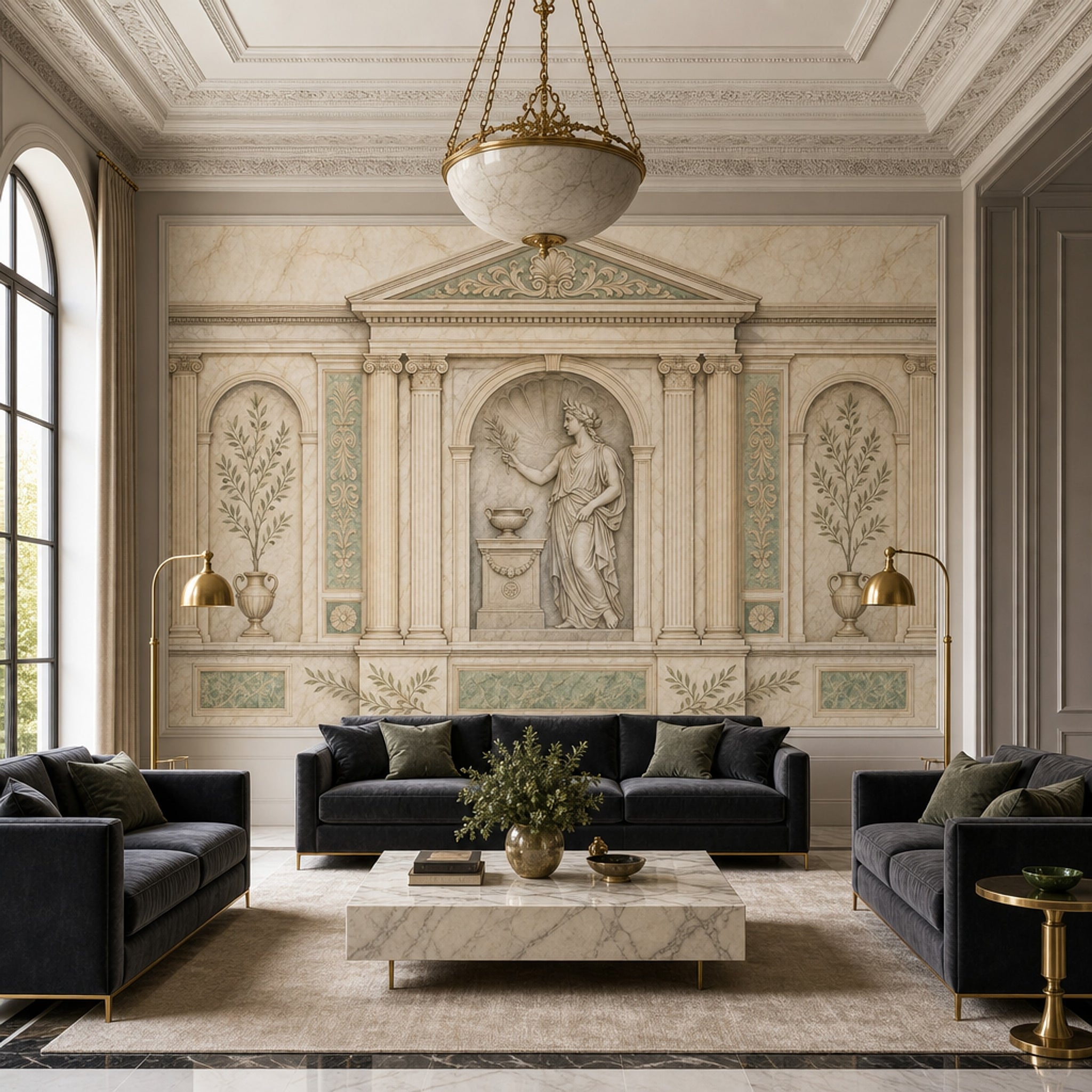 Greco Roman Wallpaper Fresco Removable Marble Wall Decor