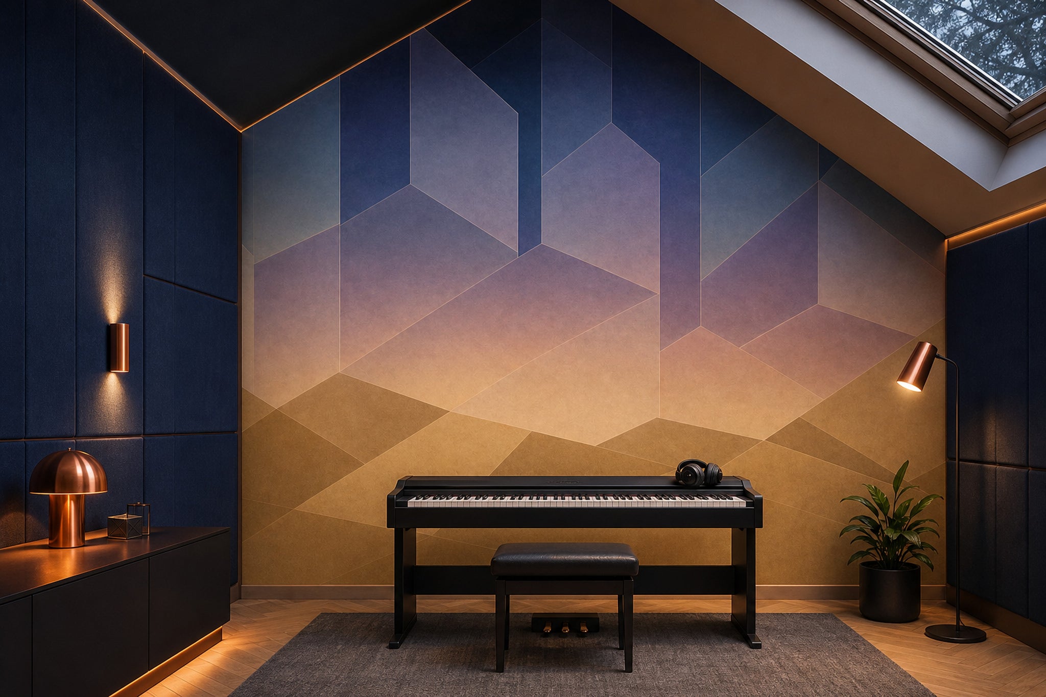 Abstract Geometric Wallpaper Faceted Polygons Removable Ombre Gradient Wall Decor