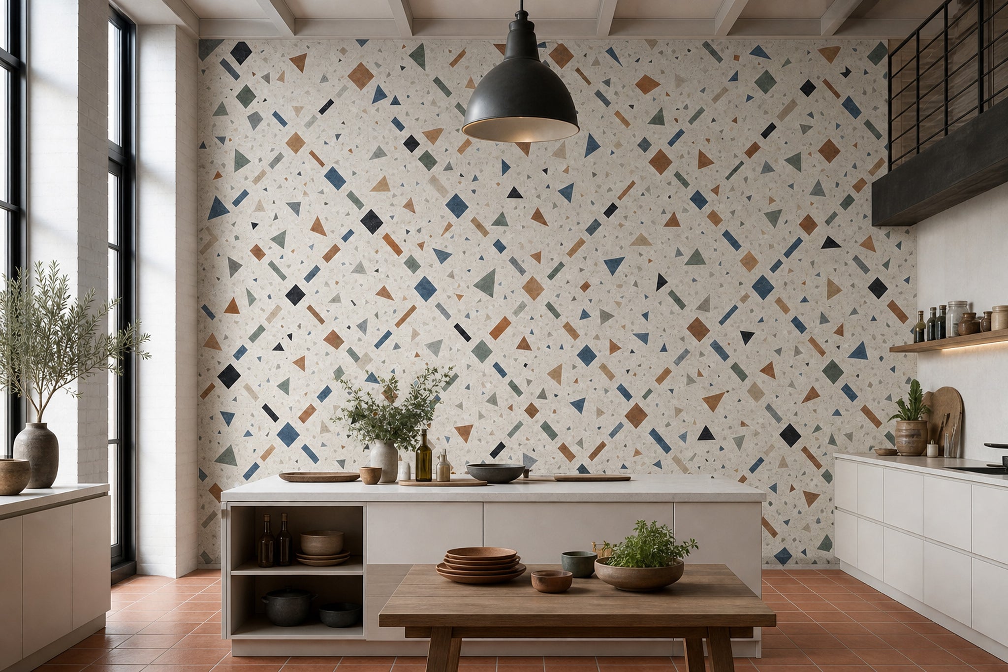 White Background Wallpaper Mid Century Modern White Background Wall Mural