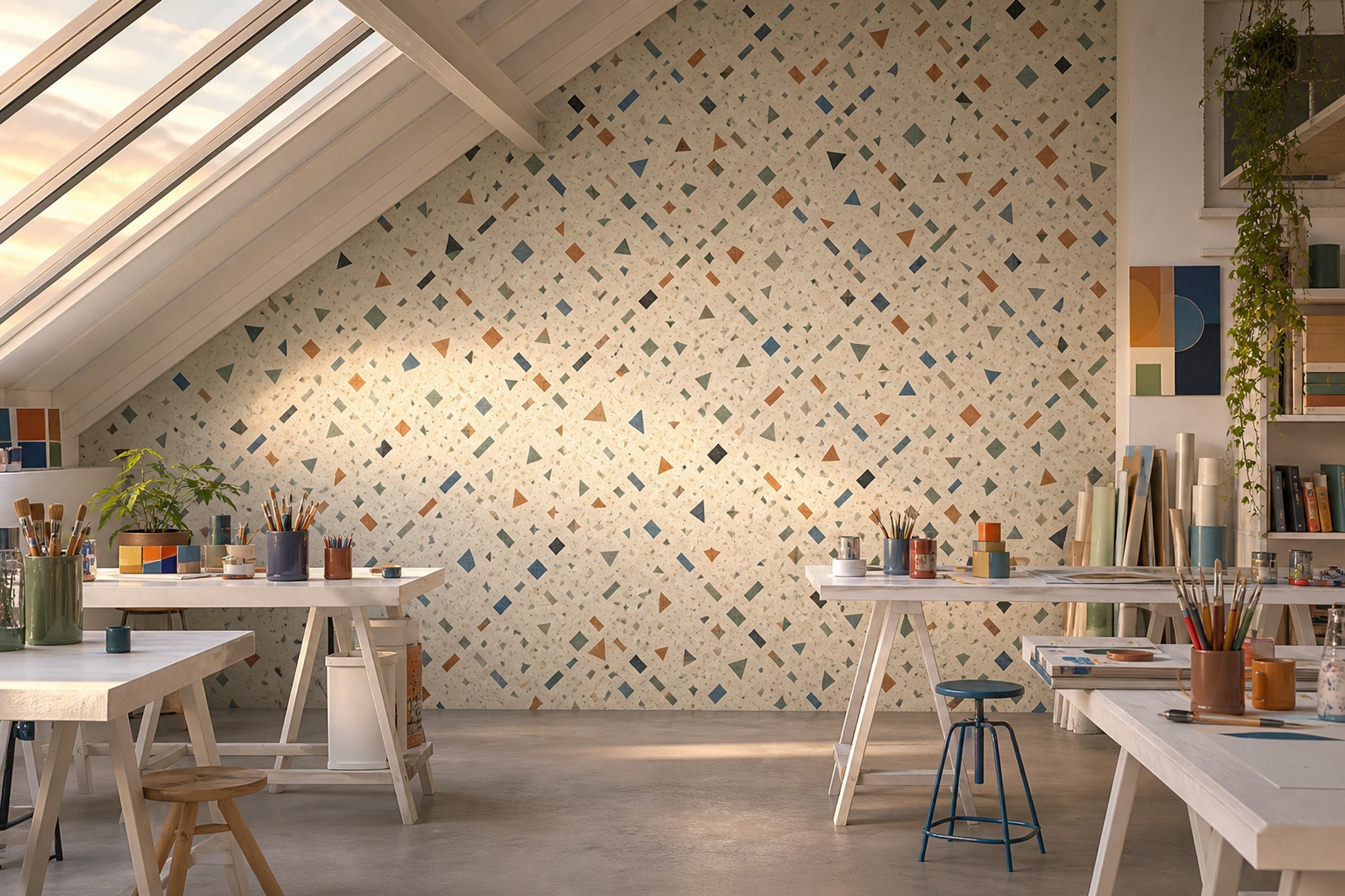 White Background Wallpaper Mid Century Modern White Background Wall Mural