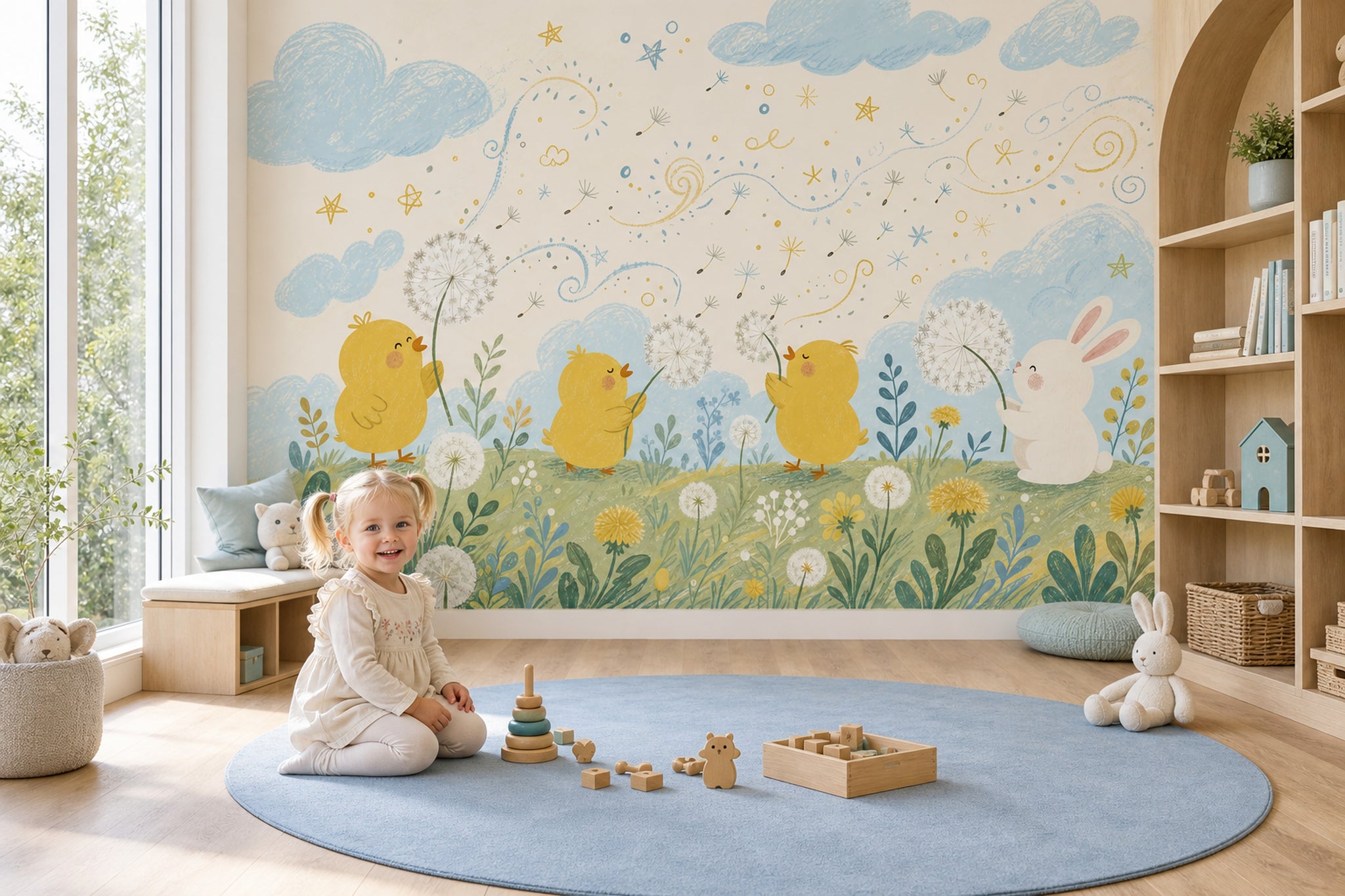 Nursery Wallpaper Dandelion Bright Wall Mural