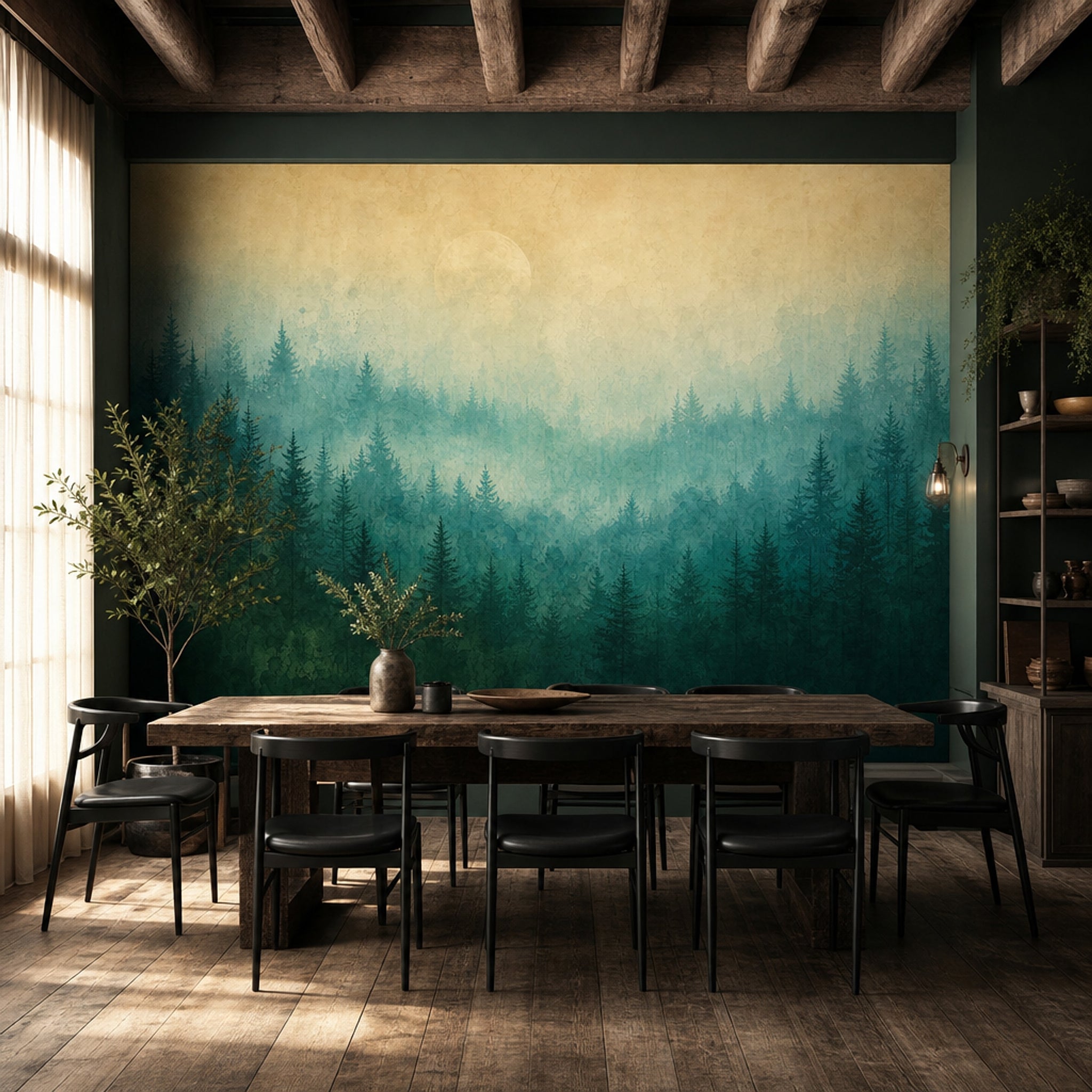 Misty Forest Wallpaper Watercolor Texture Misty Forest Wall Mural
