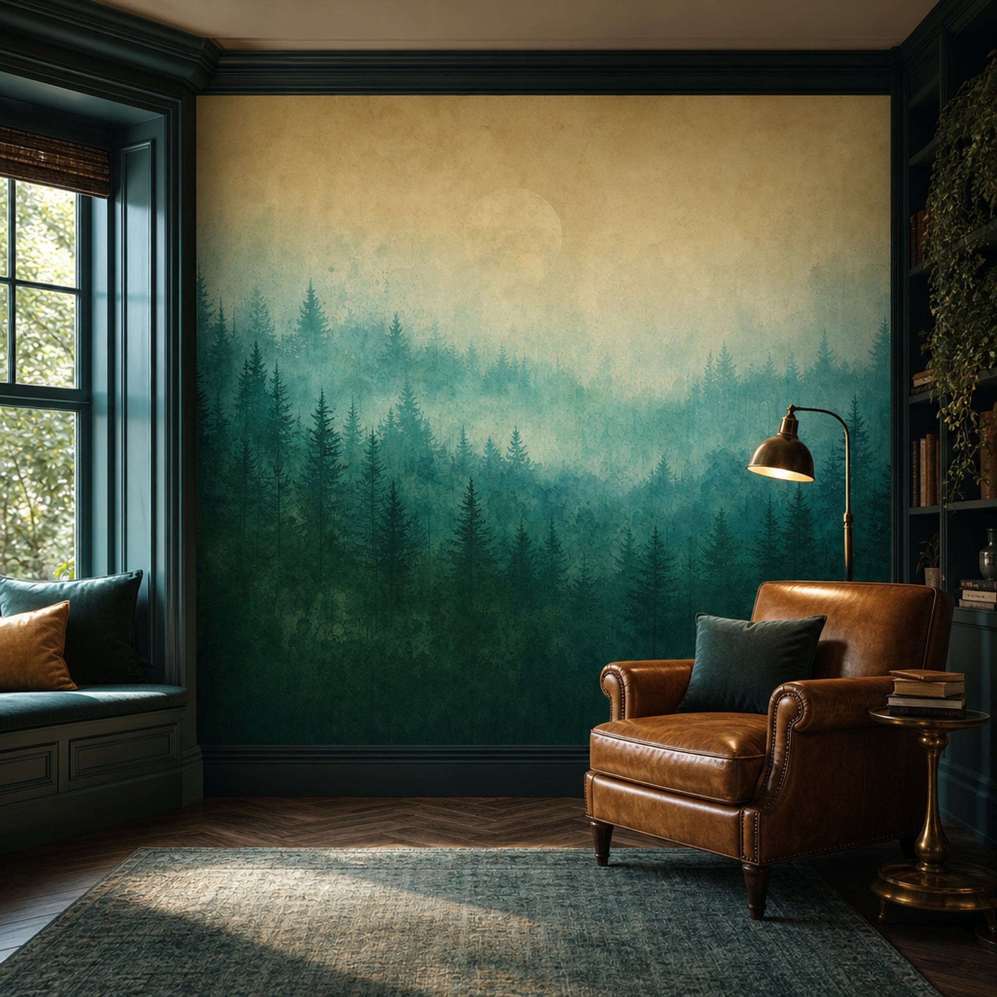 Misty Forest Wallpaper Watercolor Texture Misty Forest Wall Mural