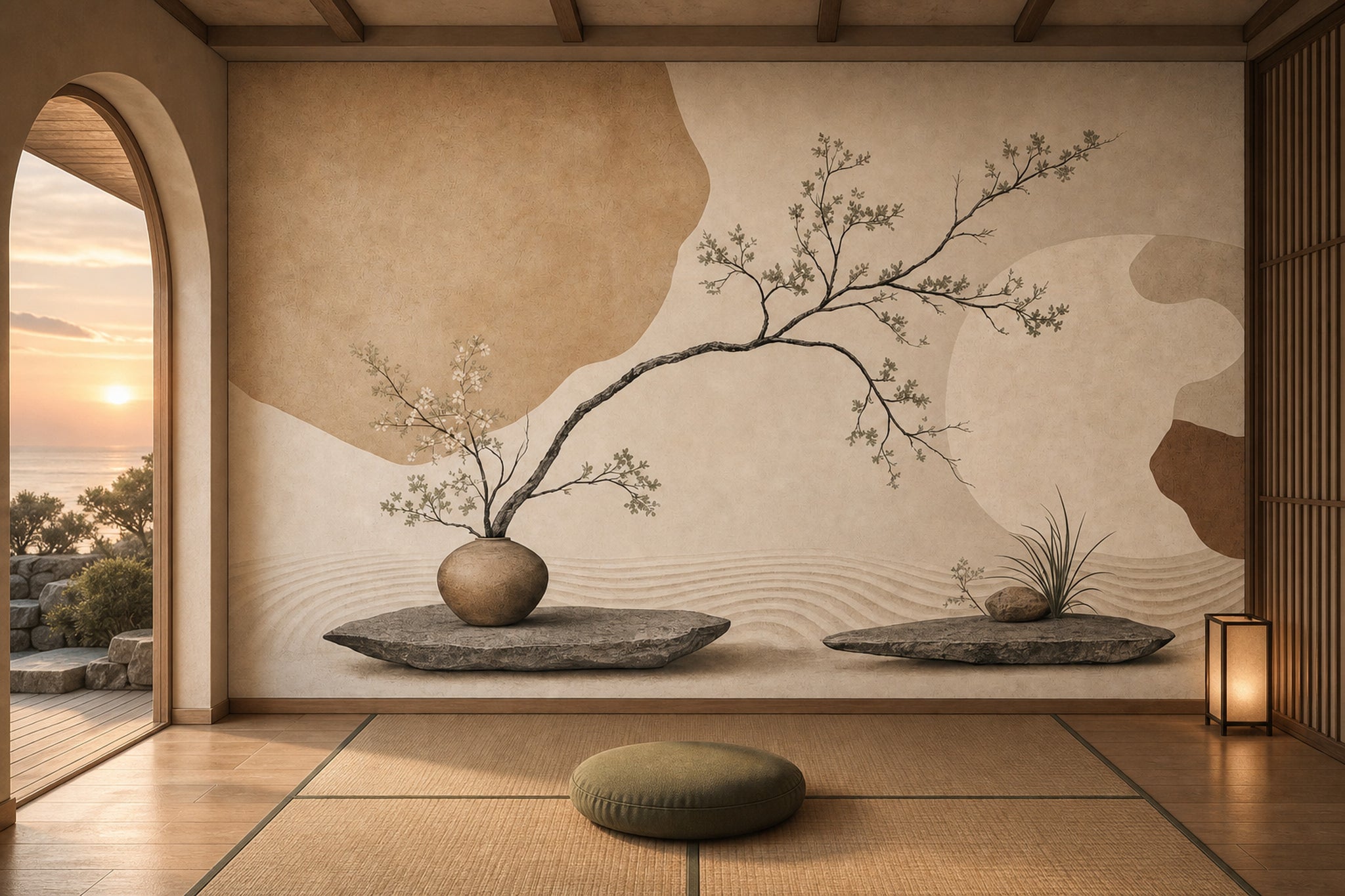 Zen Wallpaper Minimalist Removable Japanese Inspired Wall Decor