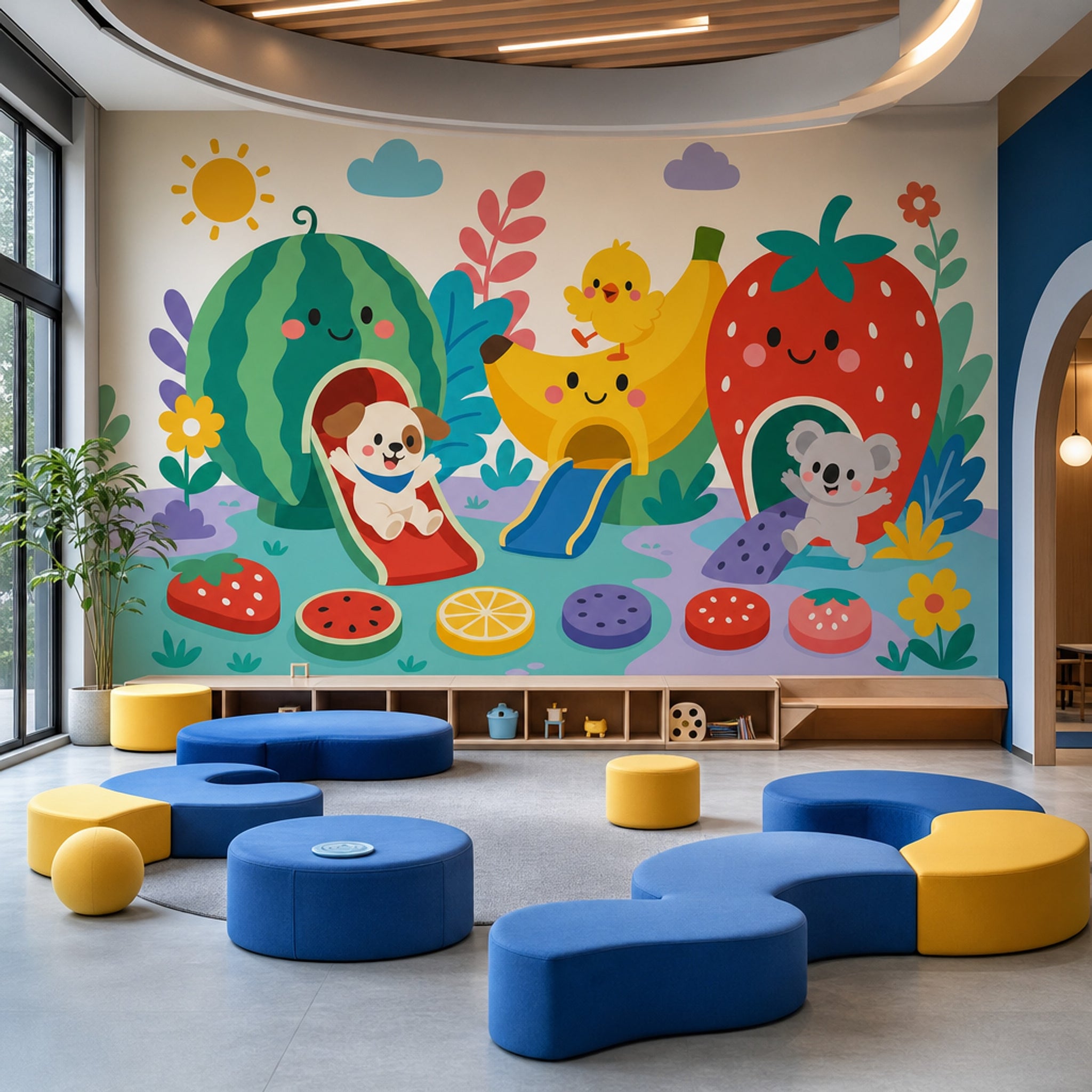 Fruit Playground Wallpaper Watermelon Slide Removable Kids Nursery Wall Decor