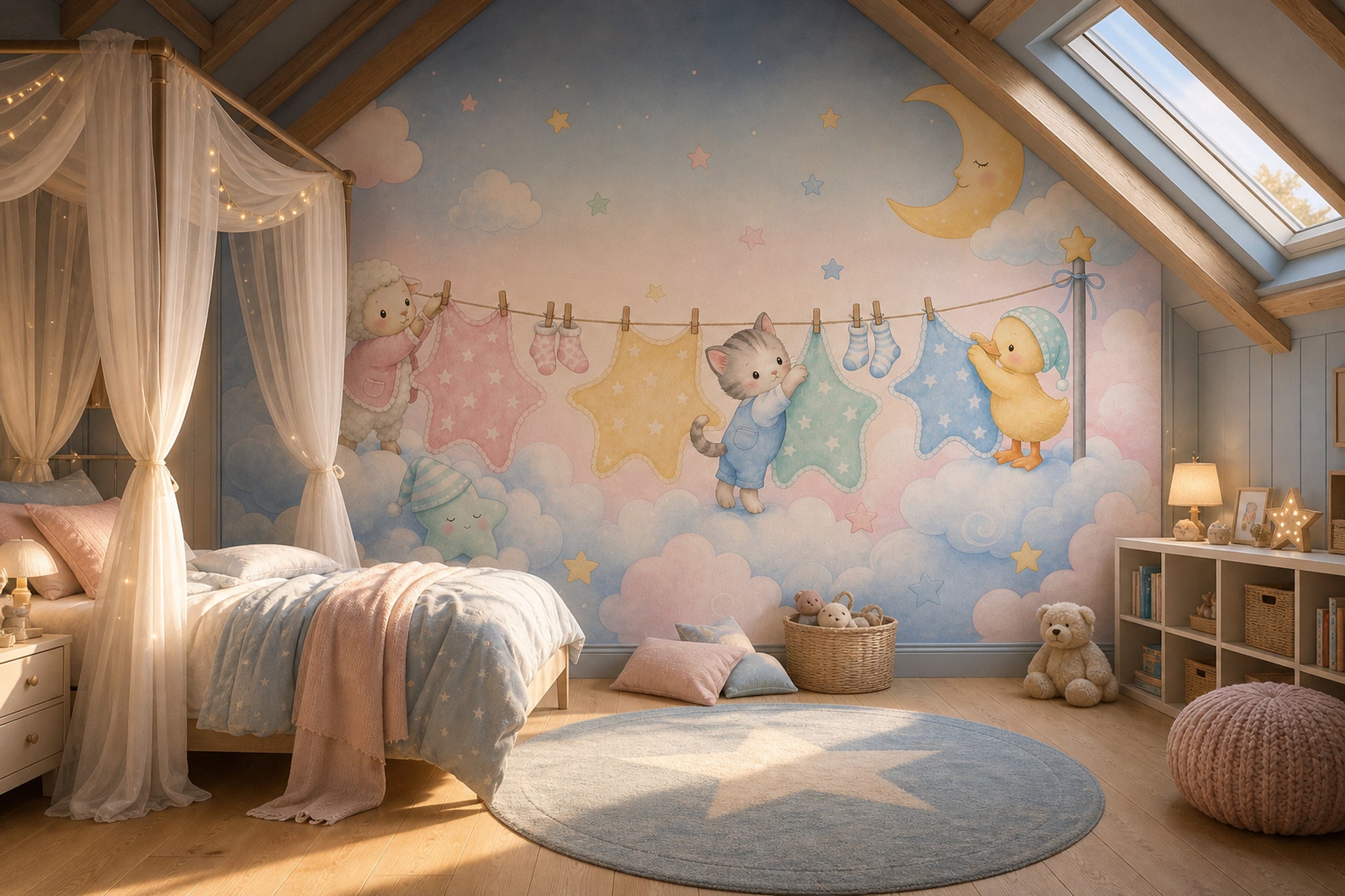 Pastel Sky Wallpaper Nursery Removable Watercolor Wall Decor