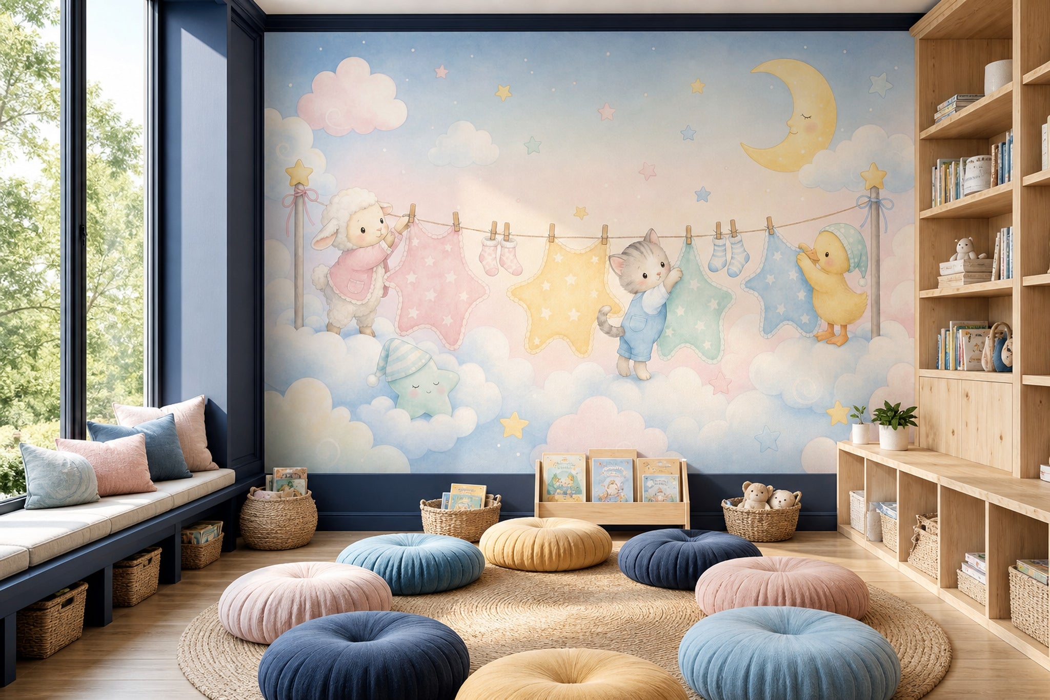 Pastel Sky Wallpaper Nursery Removable Watercolor Wall Decor