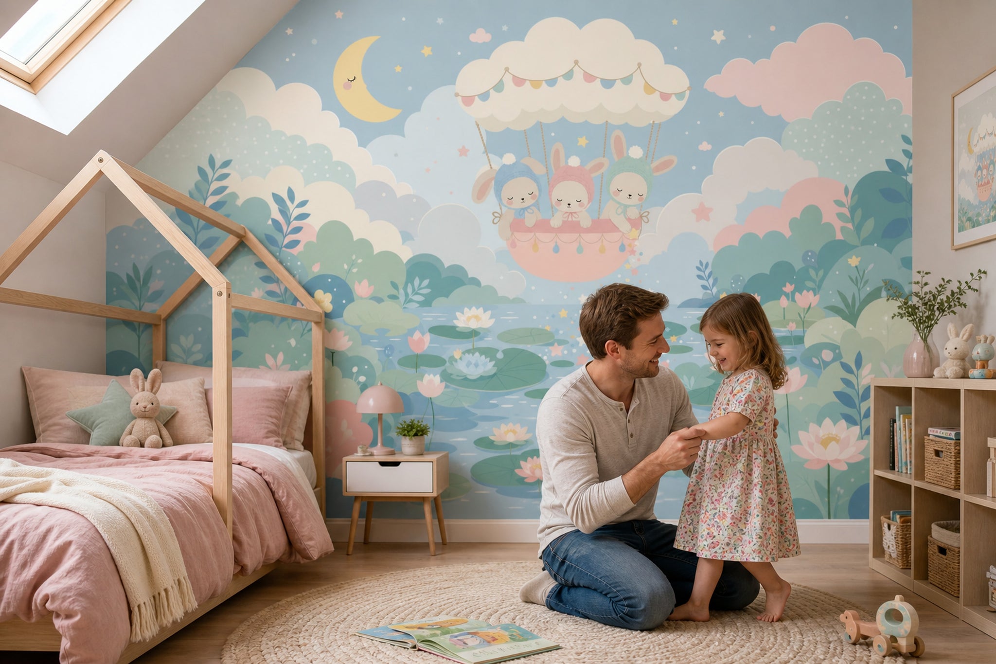 Hot Air Balloon Wallpaper Nursery Bunny Removable Wall Decor