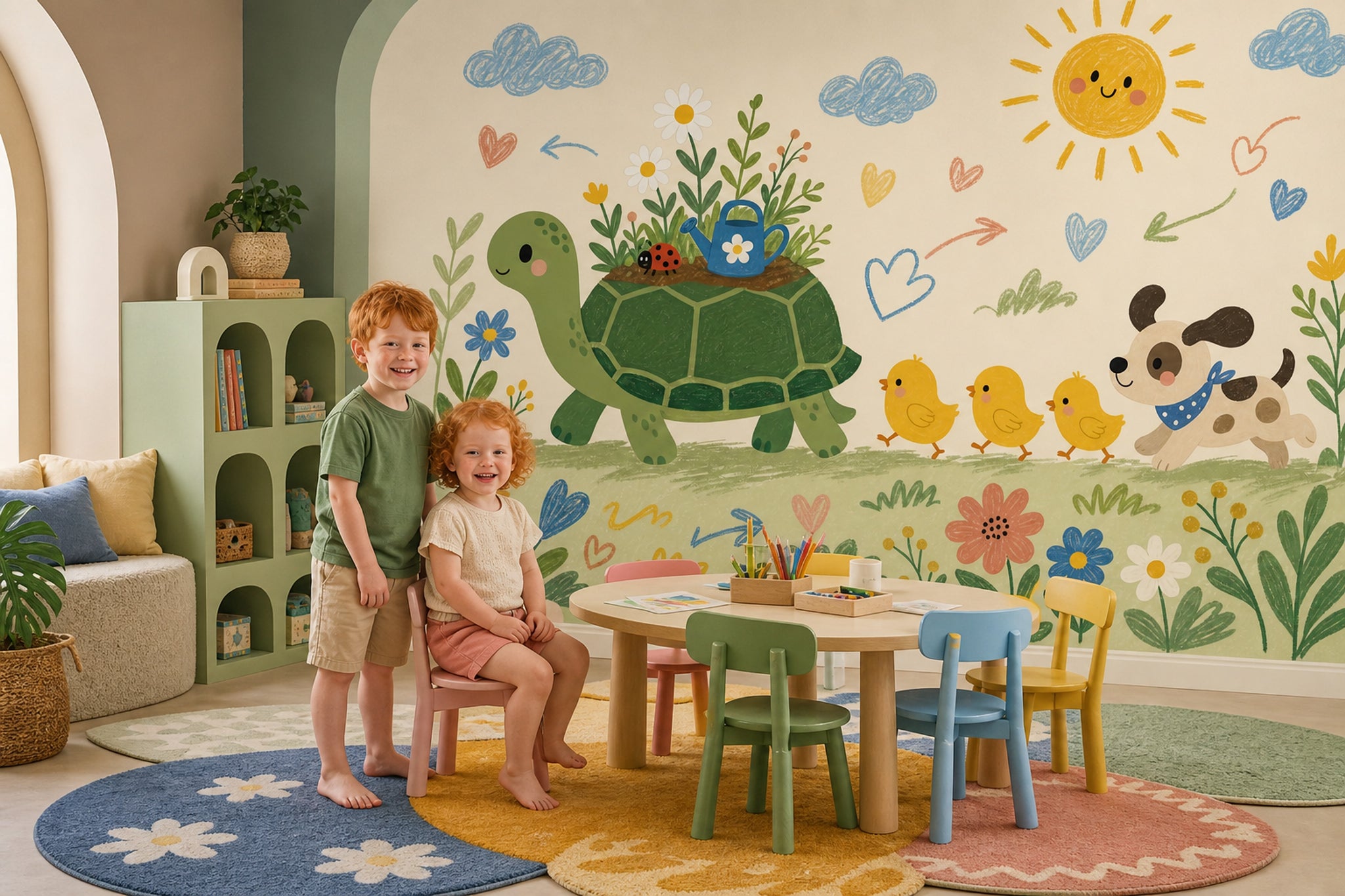 Kids Nursery Wallpaper Cute Animals Removable Turtle Wall Decor