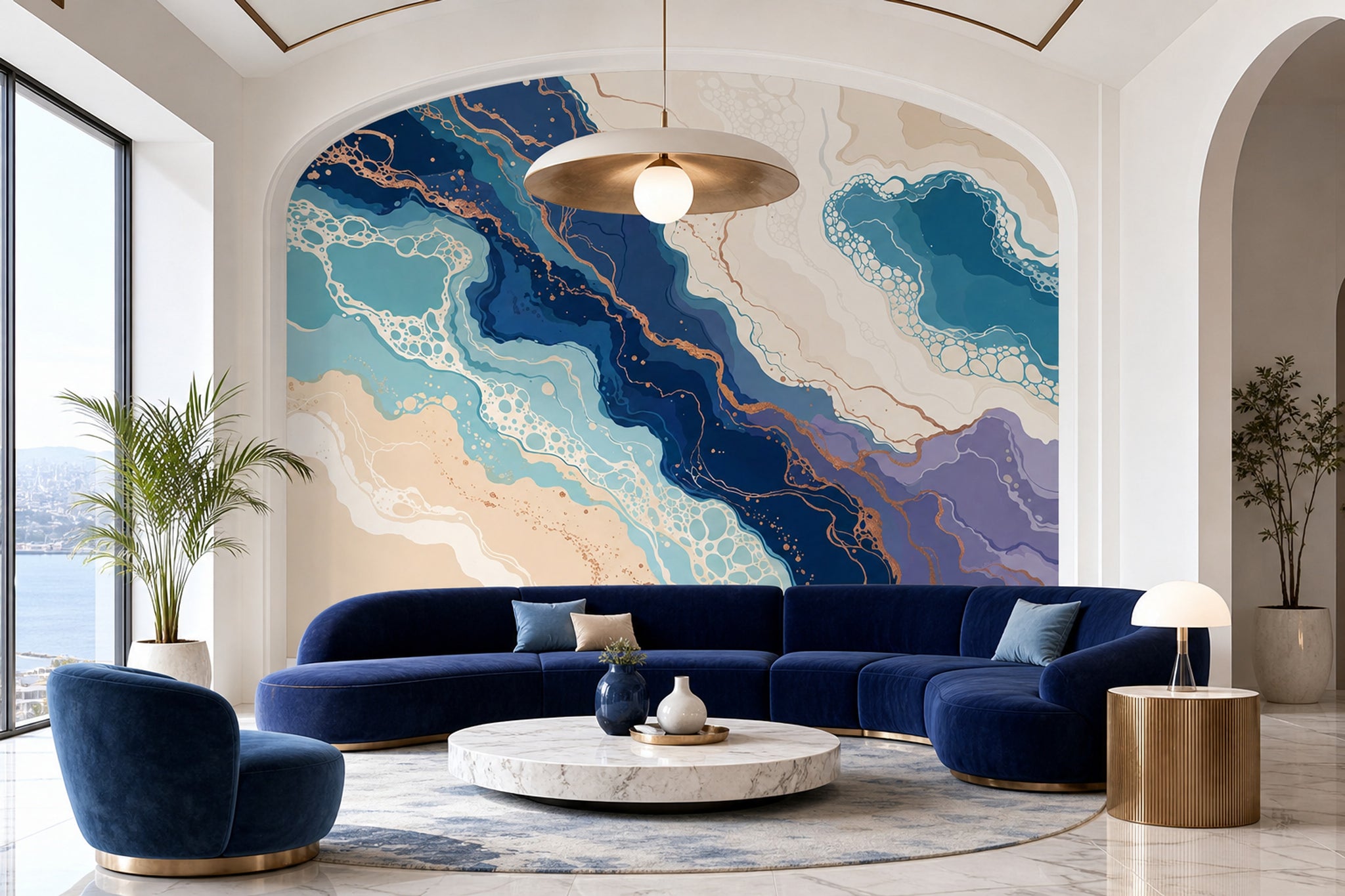 Fluid Art Wallpaper Ocean Inspired Removable Abstract Wall Decor