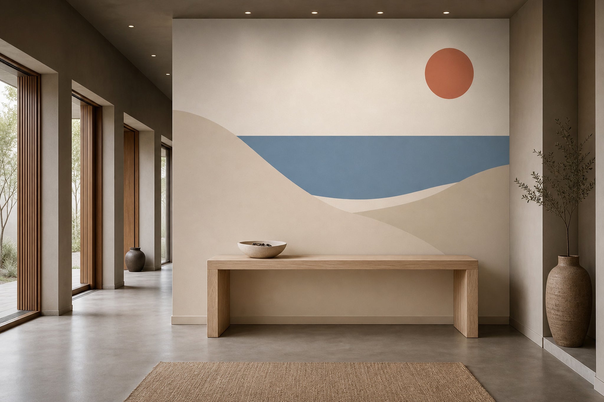 Abstract Landscape Wallpaper Minimal Dunes Coastal Horizon Wall Mural