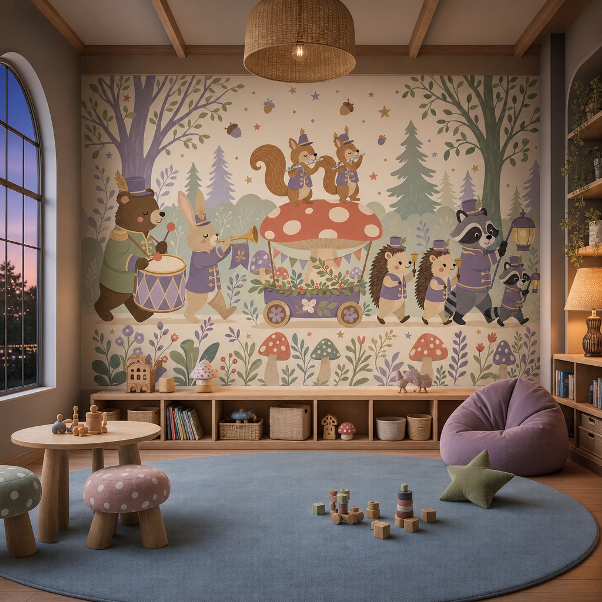 Whimsical Woodland Wallpaper Storybook Animals Removable Marching Band Wall Decor