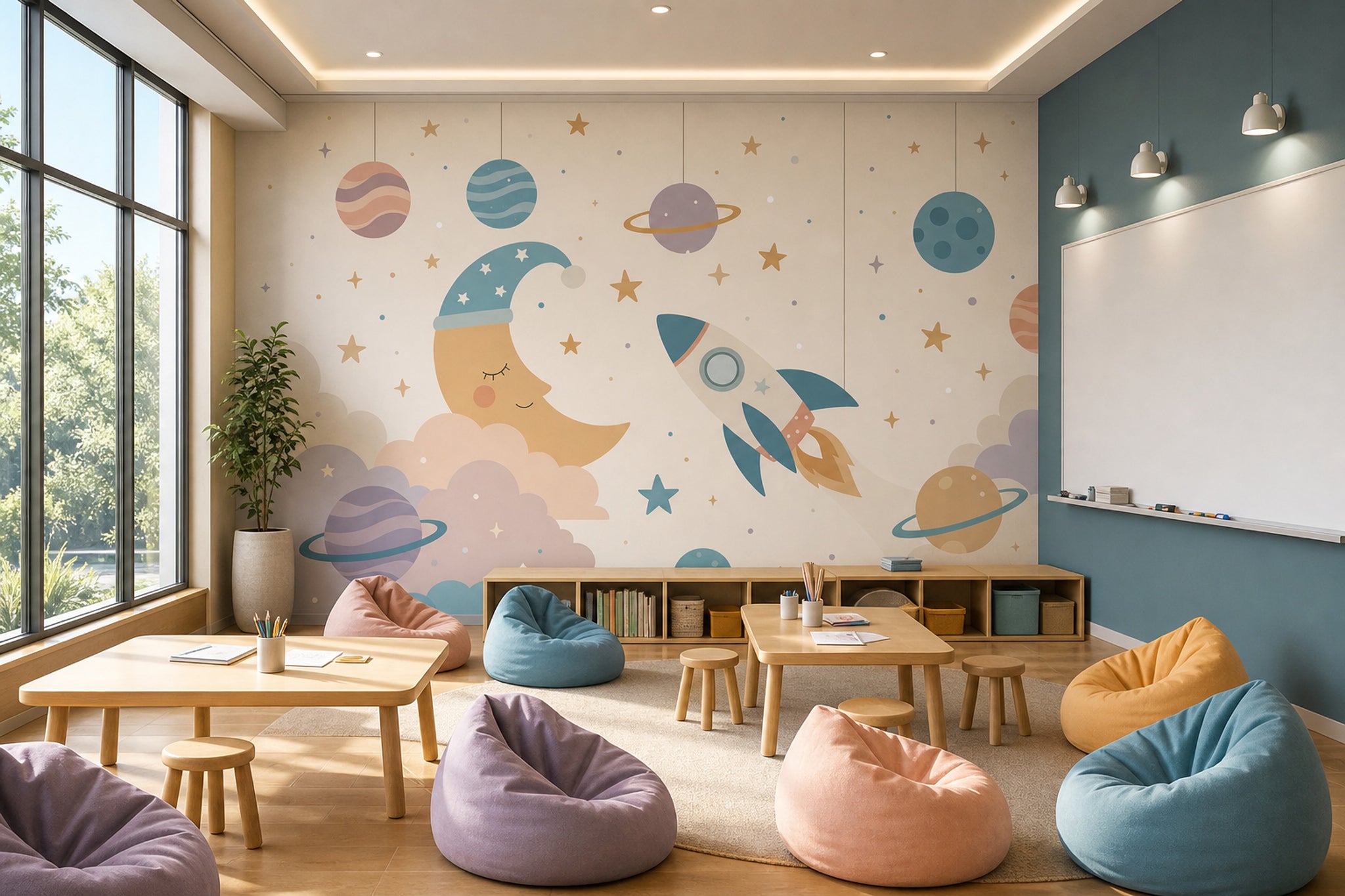 Crescent Moon Wallpaper Space Removable Nursery Wall Decor