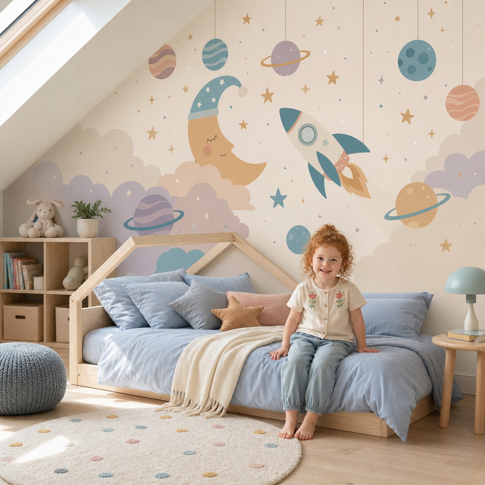 Crescent Moon Wallpaper Space Removable Nursery Wall Decor