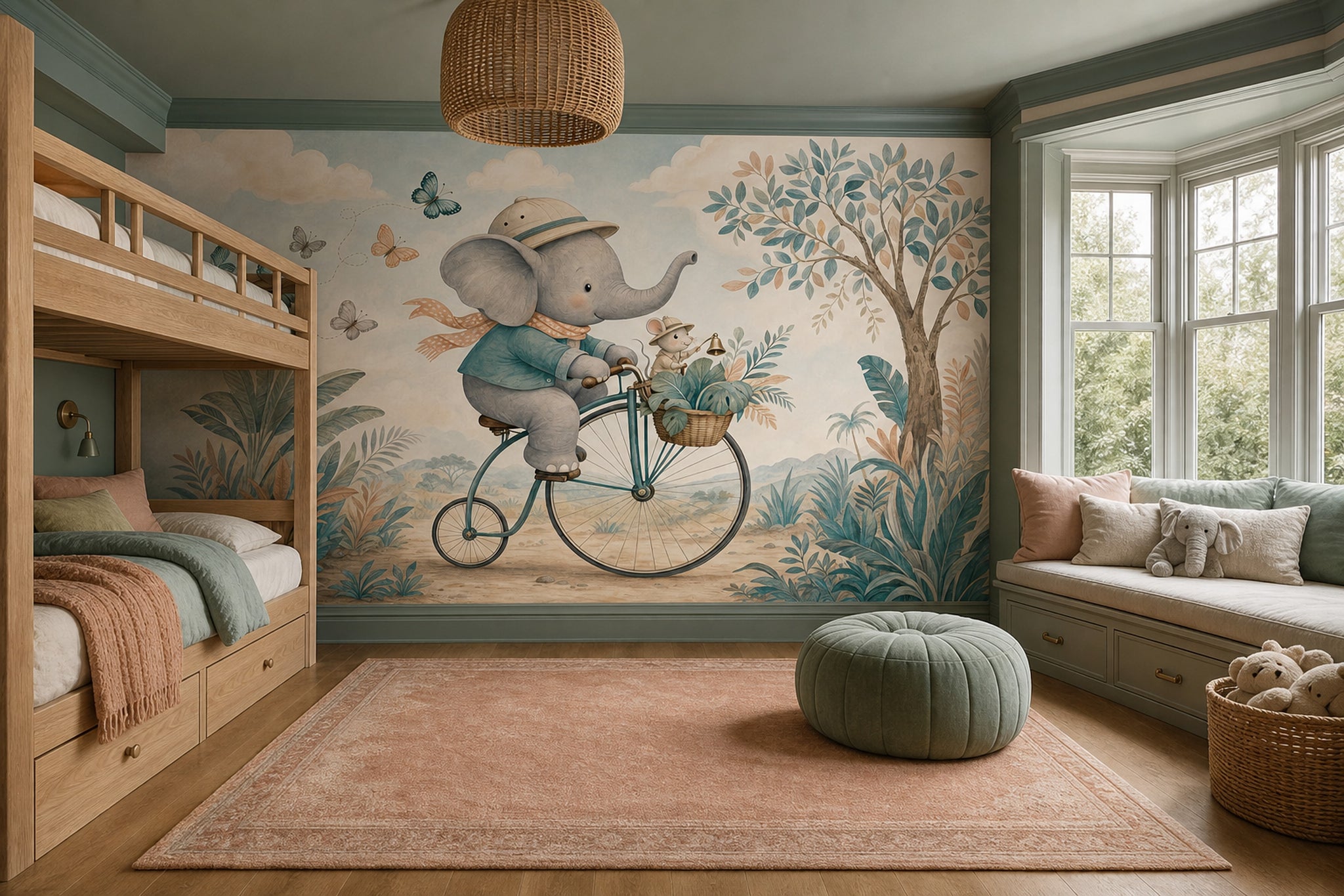 Storybook Wallpaper Elephant Removable Whimsical Wall Decor