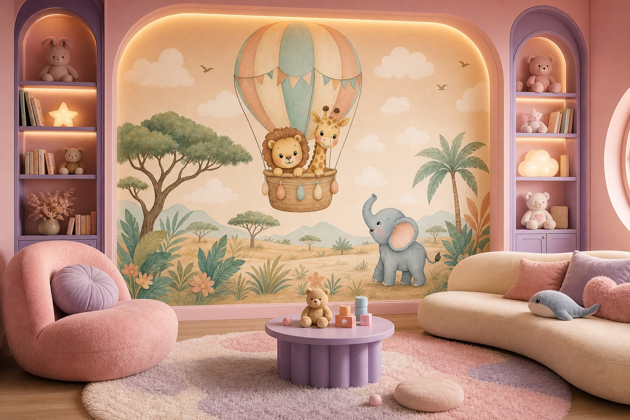 Hot Air Balloon Wallpaper Watercolor Texture Hot Air Balloon Removable Wall Decor