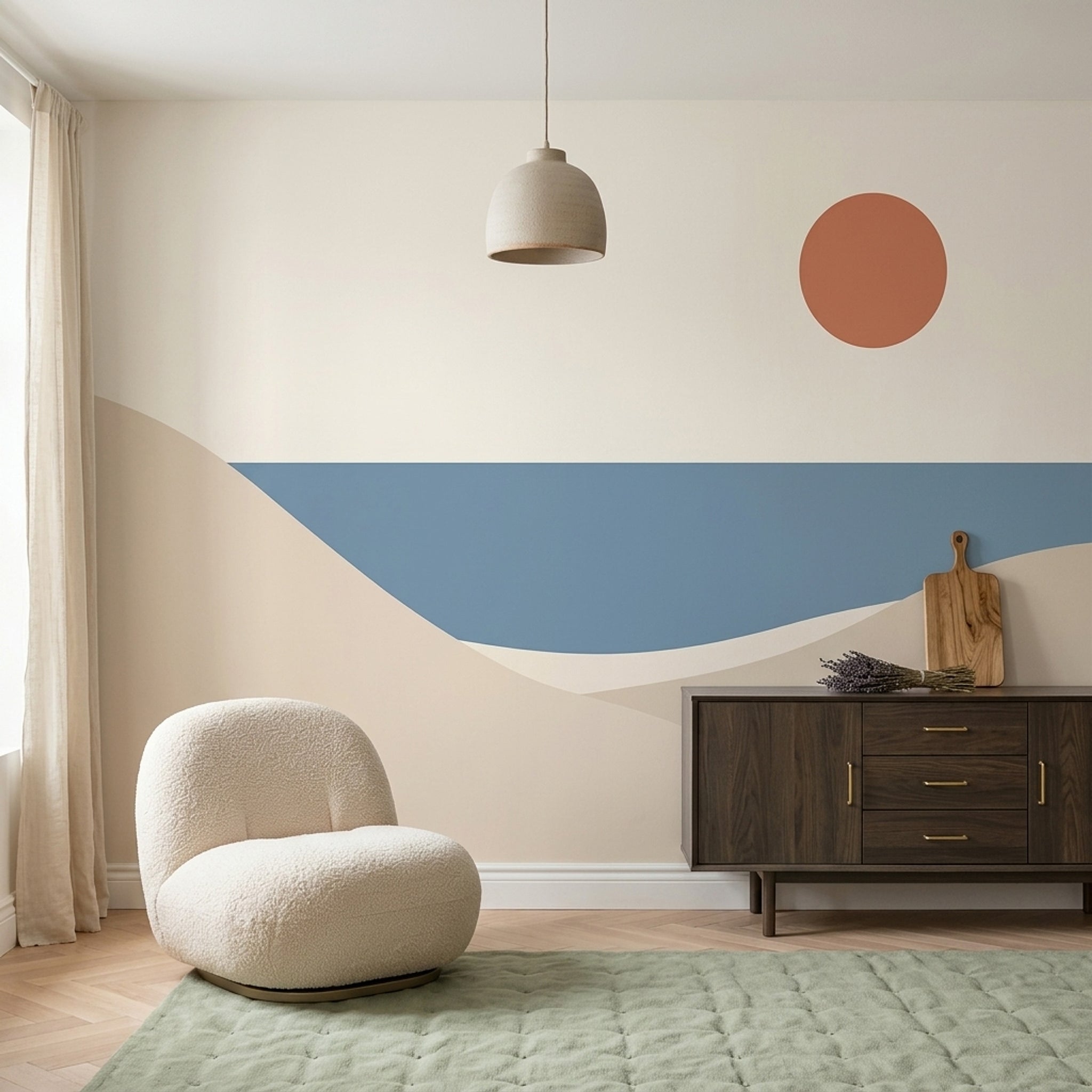 Abstract Landscape Wallpaper Minimal Dunes Coastal Horizon Wall Mural