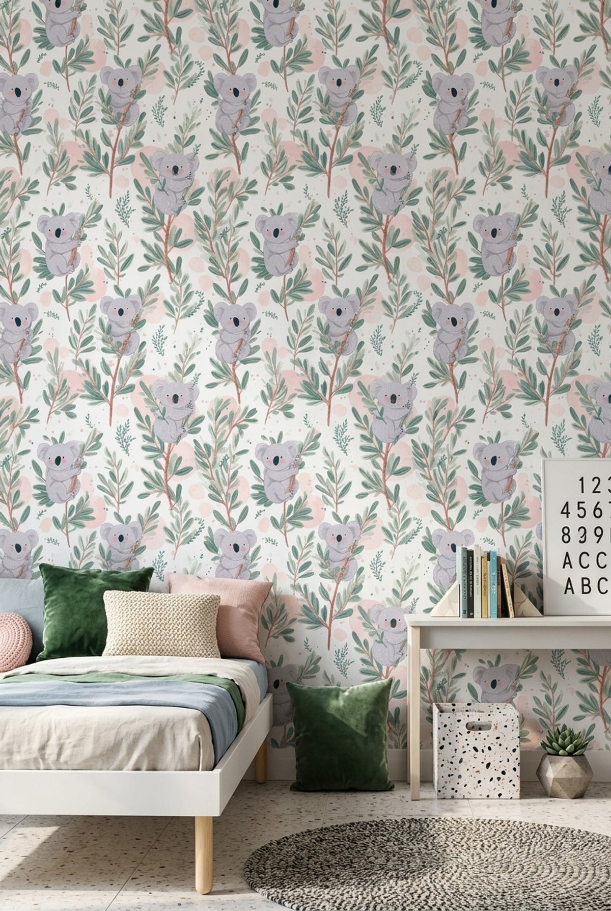 White Background Wallpaper Nursery Kids Decorative Mural