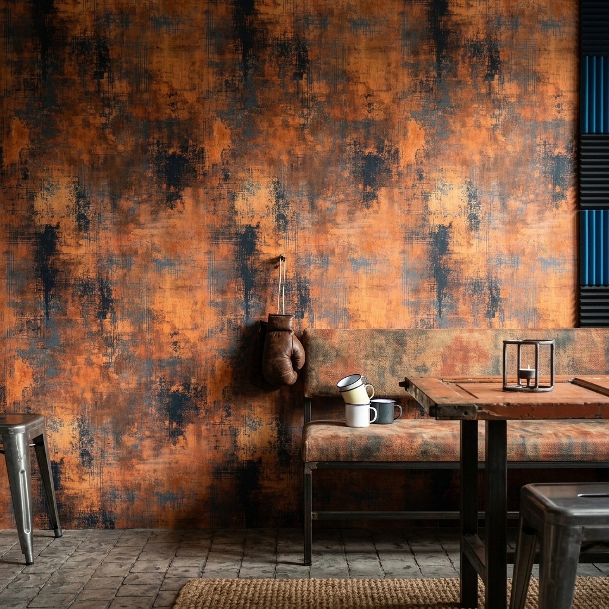 Distressed Wallpaper Industrial Removable Burnt Orange Wall Double Roll