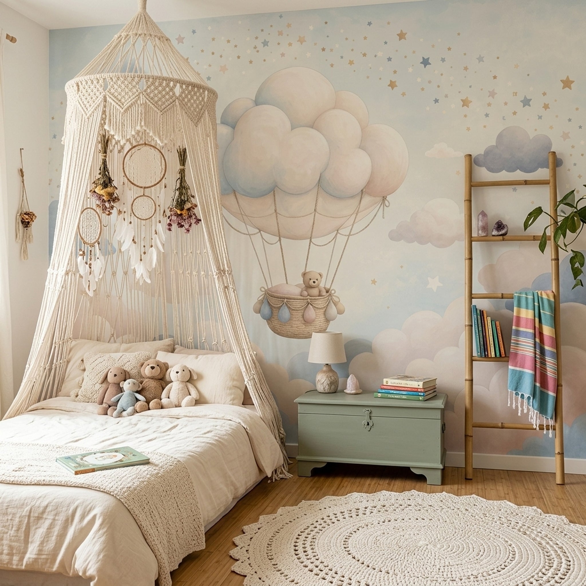 Hot Air Balloon Wallpaper Balloon Teddy Bear Removable Wall Decor