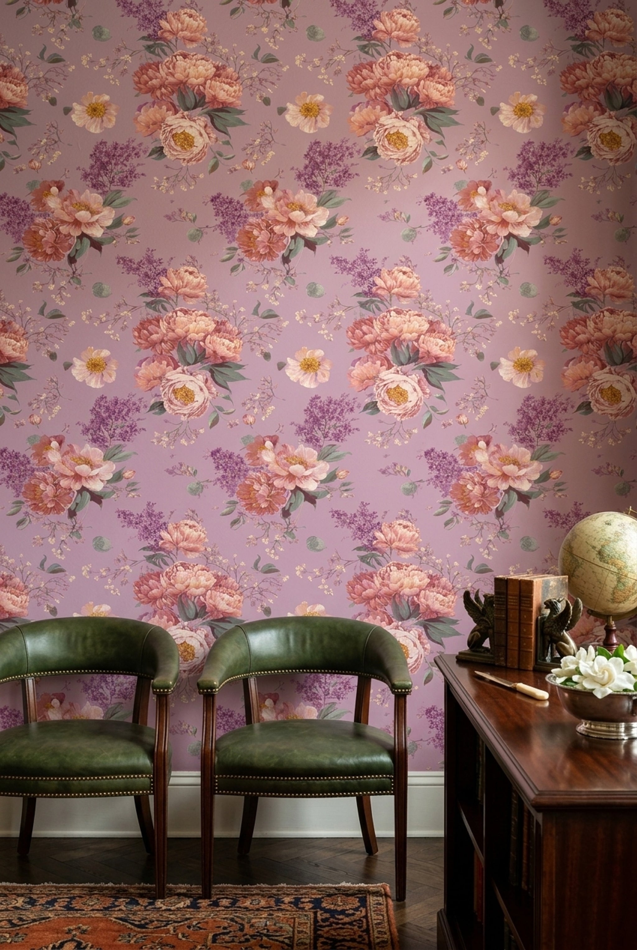 Muted Green Wallpaper Pastel Floral Removable Watercolor Wall Double Roll