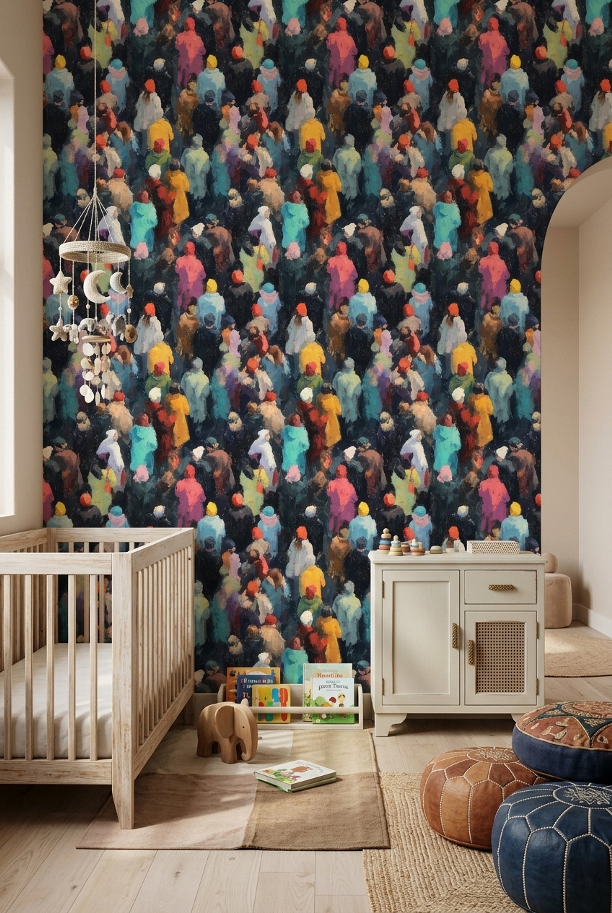 Mid Century Modern Wallpaper Expressionist Urban Removable Wall Decor