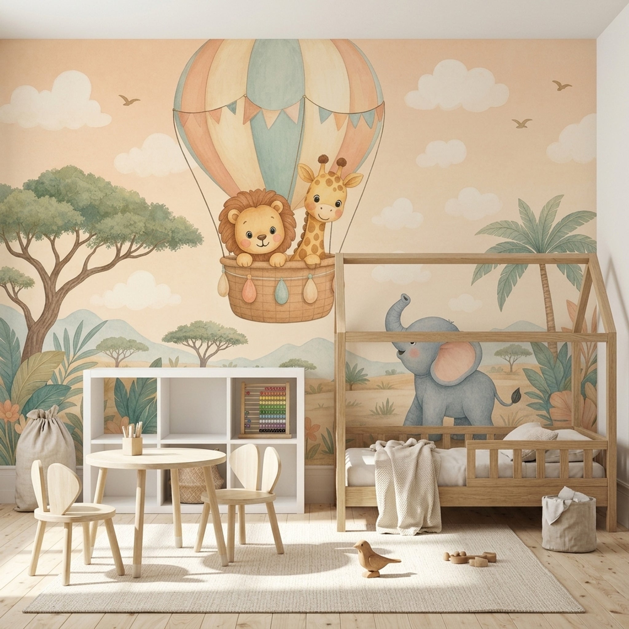 Hot Air Balloon Wallpaper Watercolor Texture Hot Air Balloon Removable Wall Decor