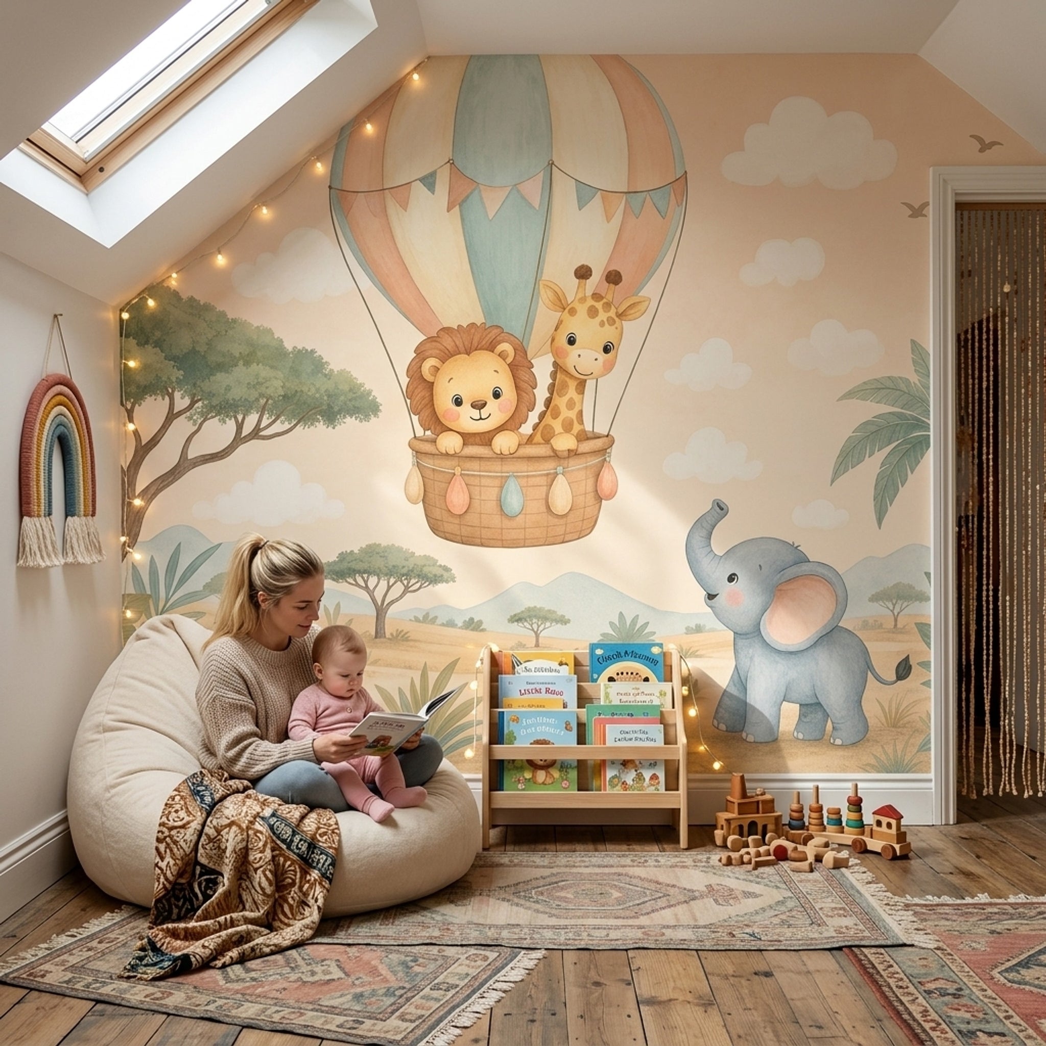 Hot Air Balloon Wallpaper Watercolor Texture Hot Air Balloon Removable Wall Decor