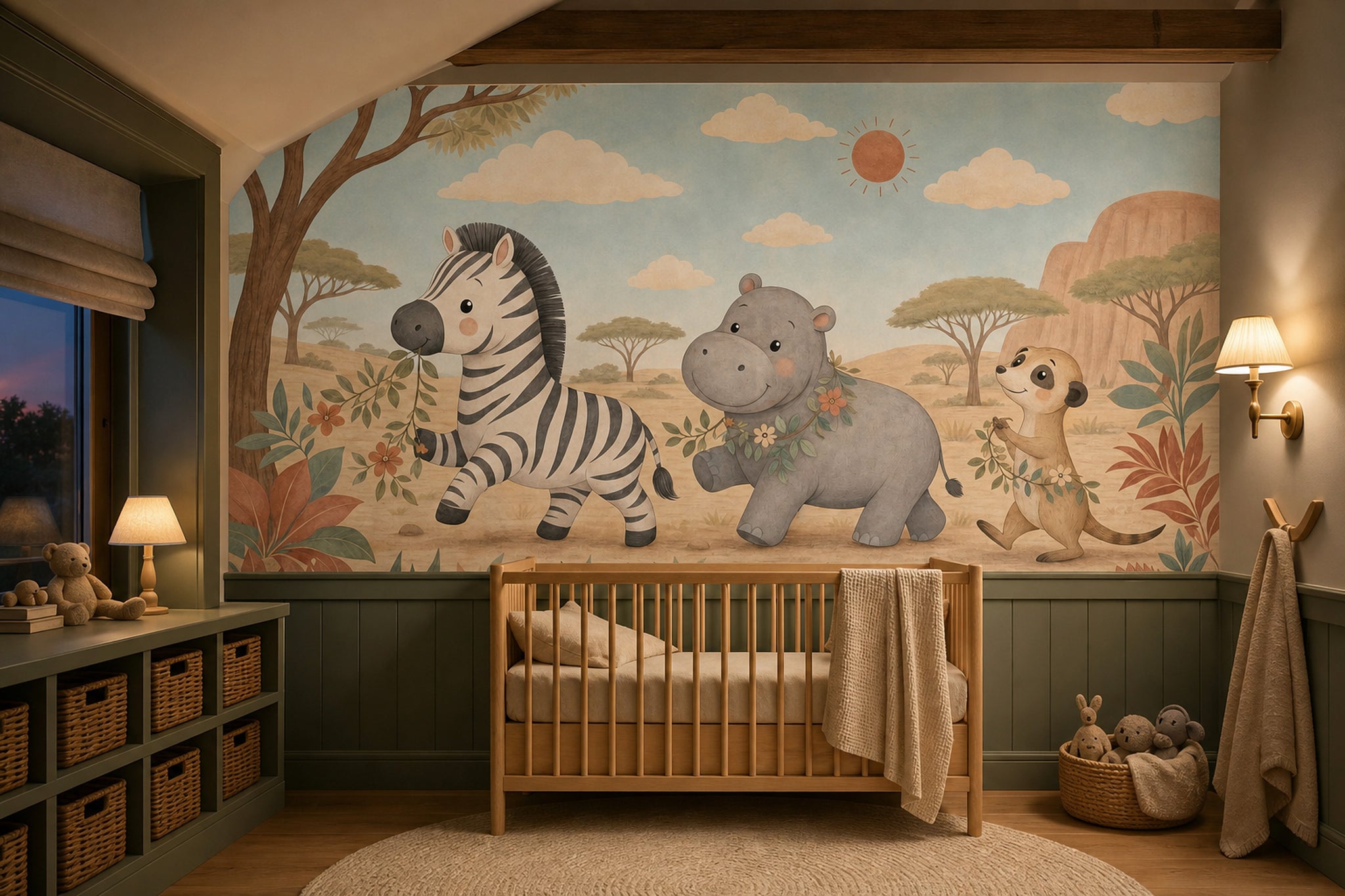 Safari Animals Wallpaper Zebra Removable Nursery Wall Mural Wall Decor