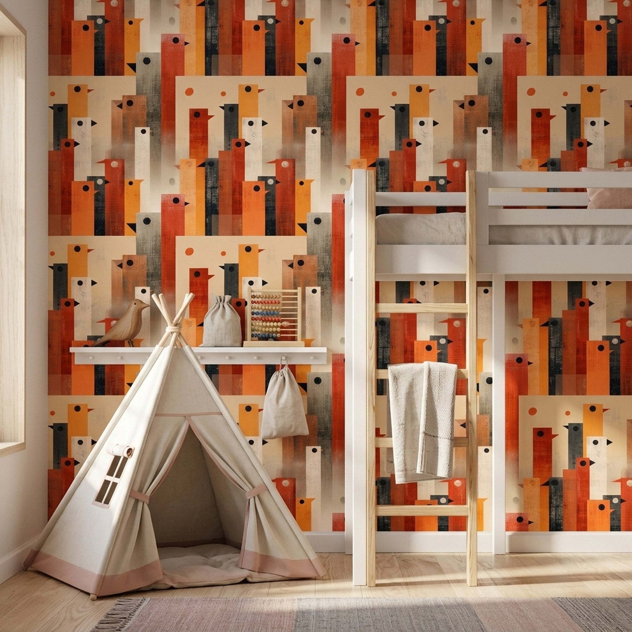 Mid Century Modern Wallpaper Geometric Retro Removable Wall Decor